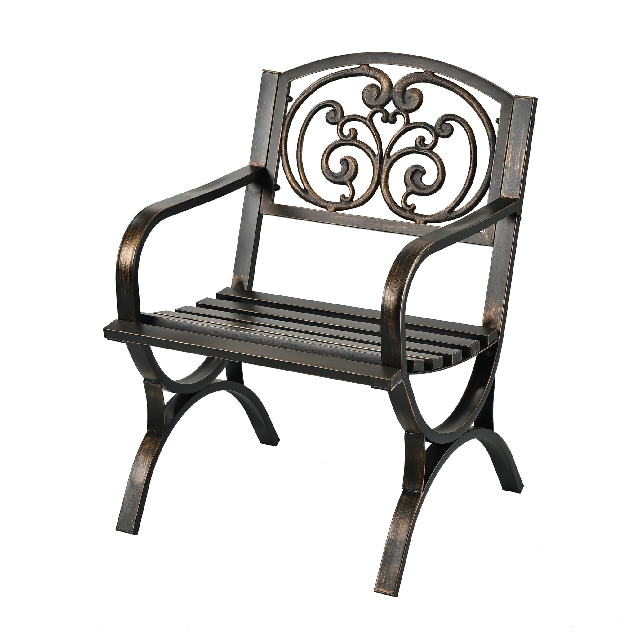 Relaxdays Sedia da Giardino Extra Larga, Nero/Bronzo