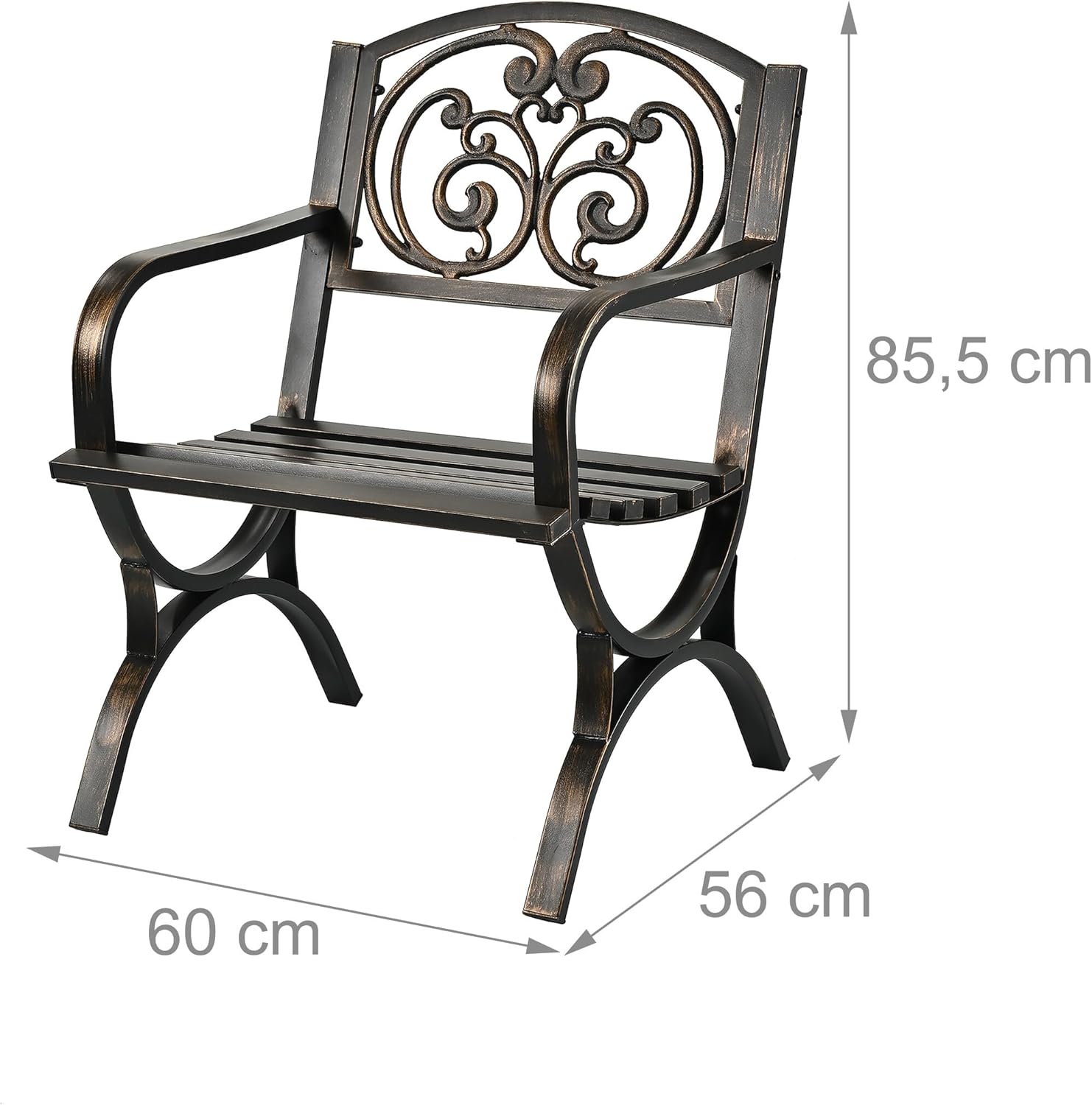 Relaxdays Sedia da Giardino Extra Larga, Nero/Bronzo - immagine 4