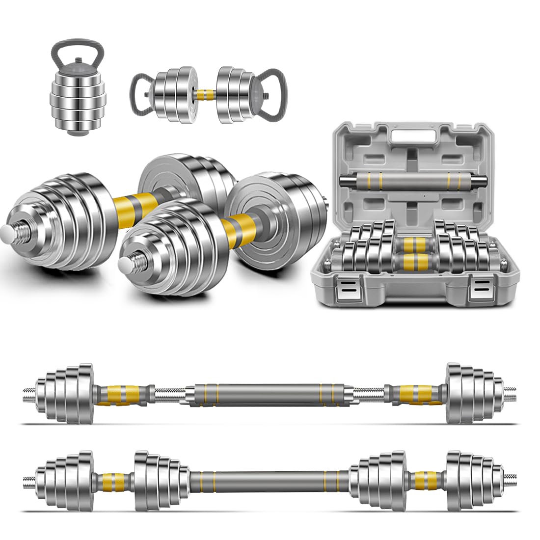 Phoeros Set Manubri Regolabili 3 in 1 - Acciaio