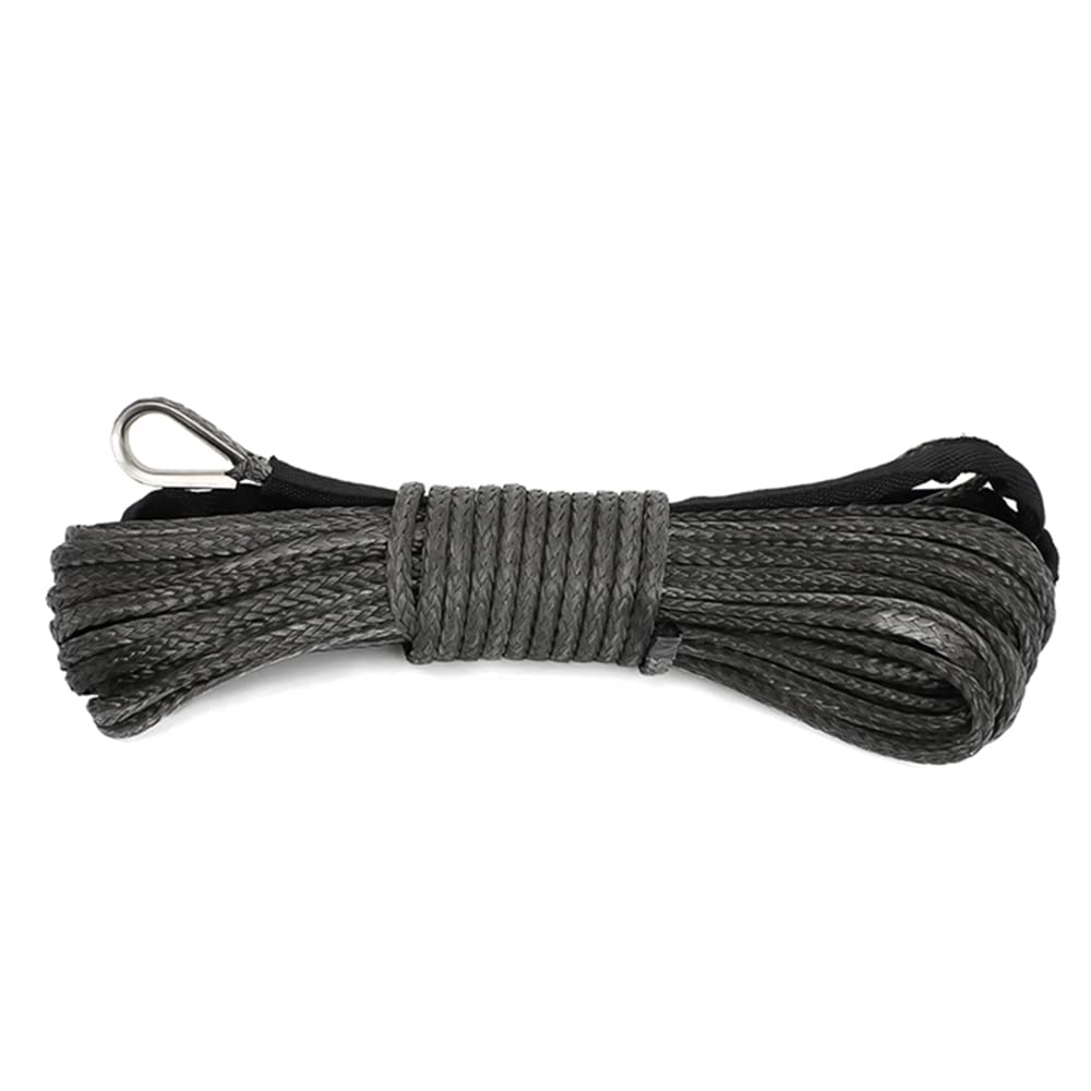 1/4" x 50' 7700LBs Corda Sintetica per Verricello con Guaina - Nera