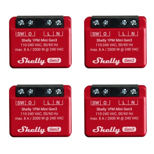 Shelly 1PM Mini Gen3 - Relè Smart Switch Wi-Fi 8A (4 pz)