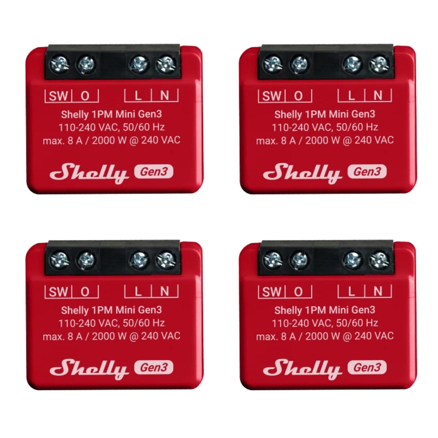 Shelly 1PM Mini Gen3 - Relè Smart Switch Wi-Fi 8A (4 pz) - immagine 1