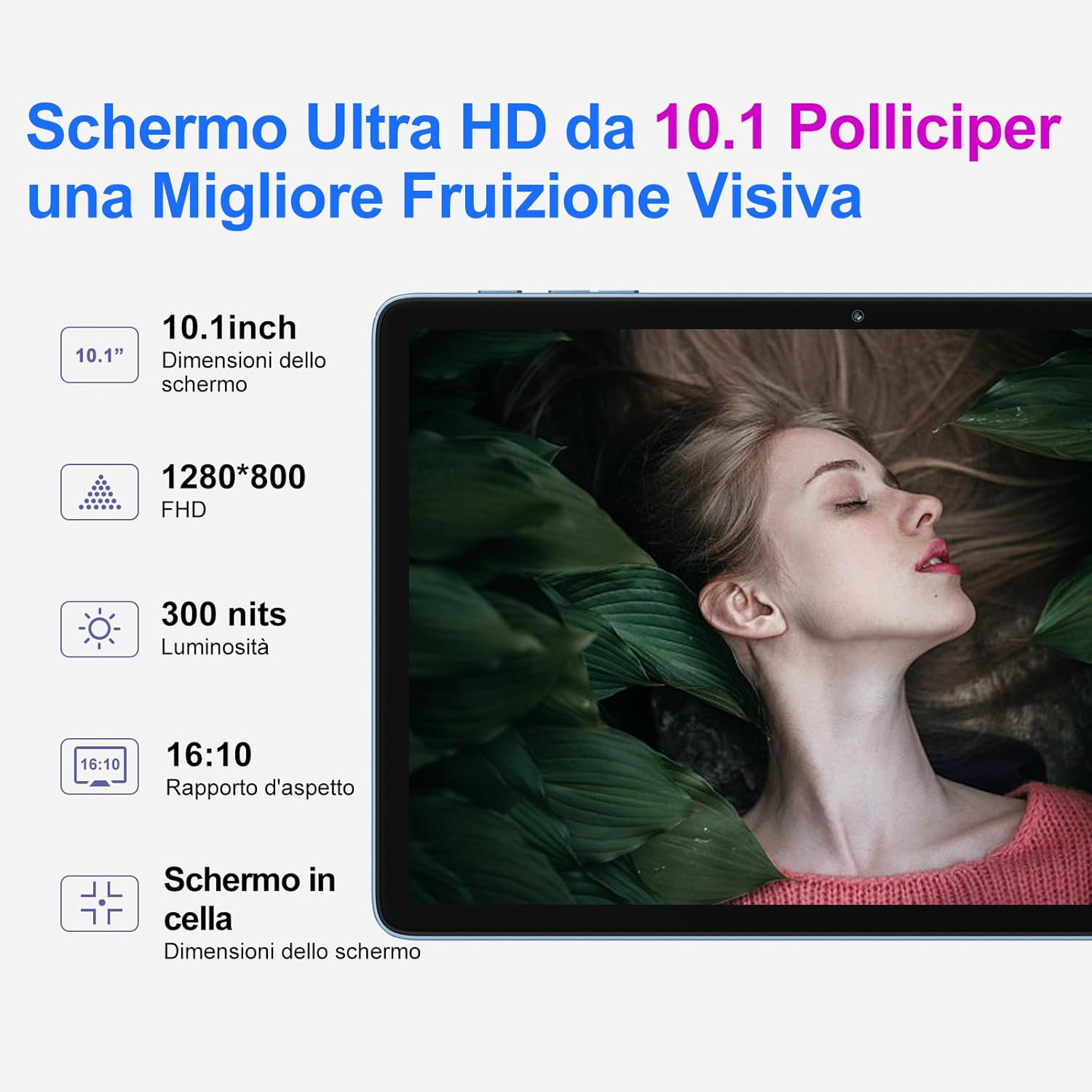 Tablet 10 Pollici Android 22GB RAM + 128GB ROM, Blu - immagine 6