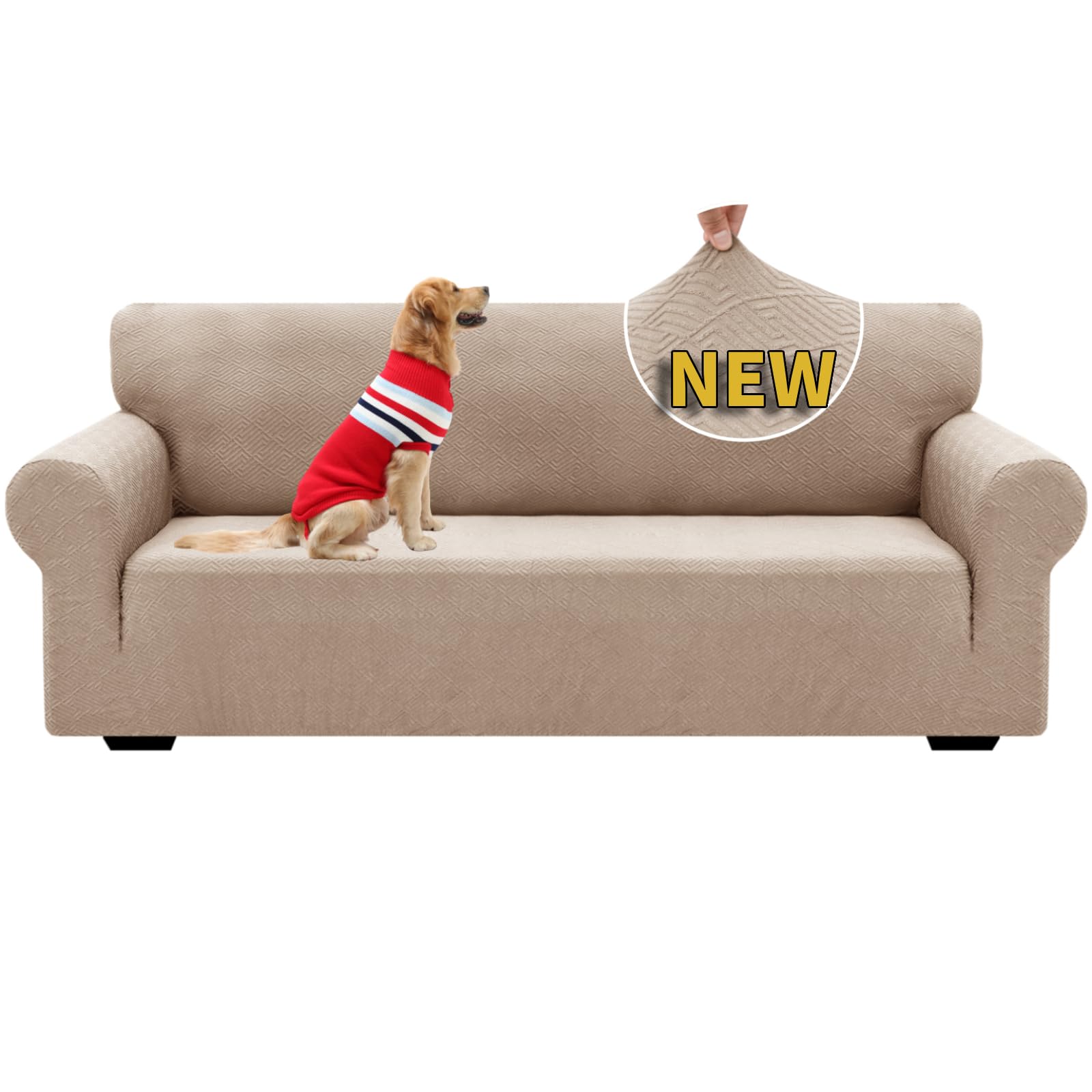 XINEAGE Copridivano 3 Posti Elasticizzato, Cachi