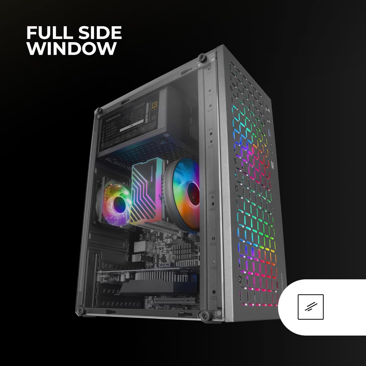 Mars Gaming MC-CORE - Case PC Micro-ATX Ultra-Compatto, Nero - immagine 4