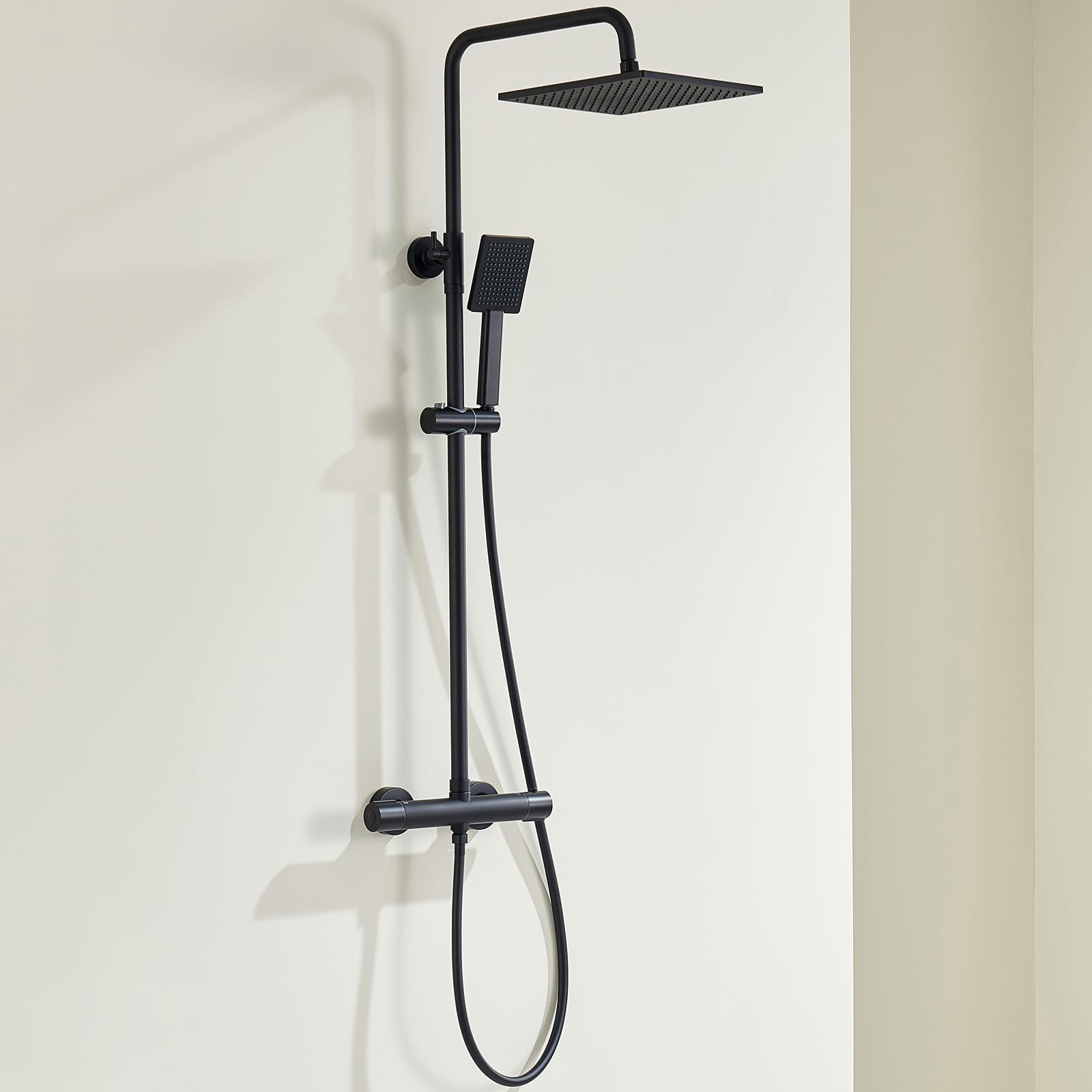 Auralum Colonna Doccia Kit con Rubinetto Termostatico Nero