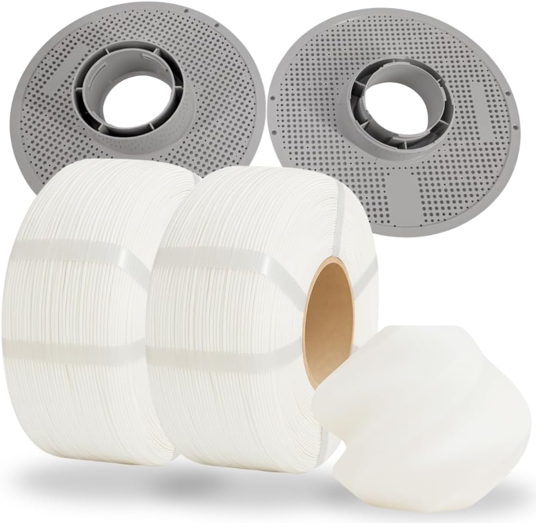 2 Rotoli PETG HF Bianco 1kg con Chip RFID per Bambu Lab - immagine 1