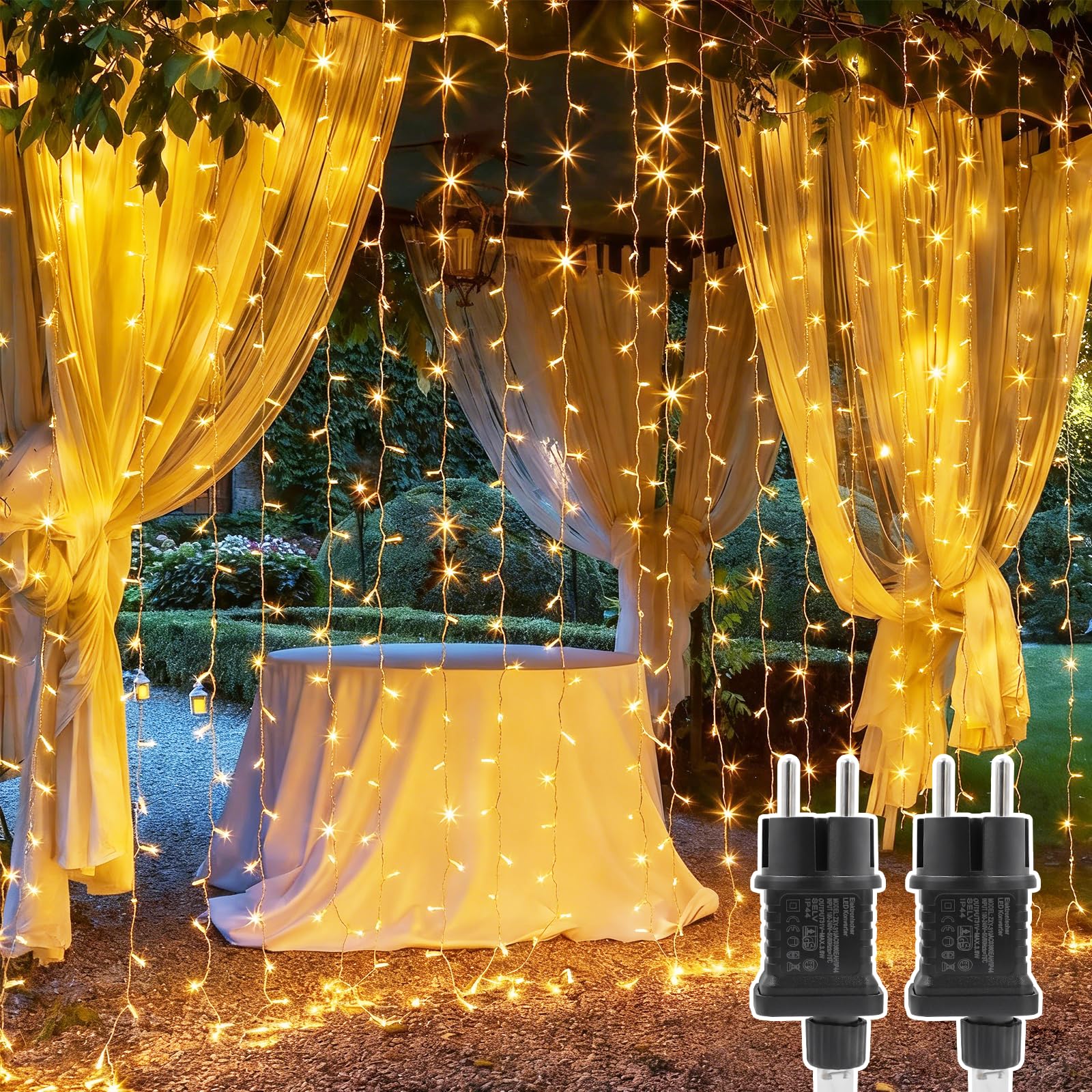 A.bigwhale 2 Pezzi Tenda Luminosa Natale 3x2m con Spina