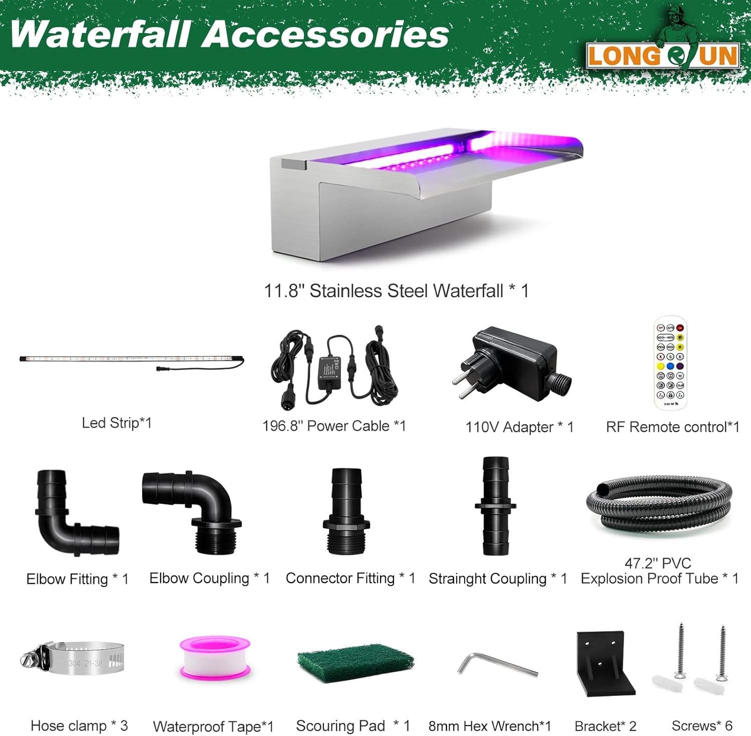 Longrun Spillo Cascate Inox con Luce LED Controllata da App - immagine 2