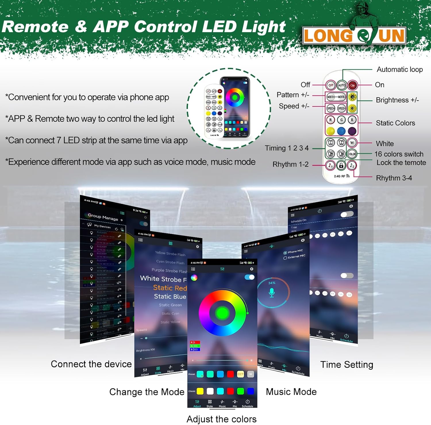 Longrun Spillo Cascate Inox con Luce LED Controllata da App - immagine 4