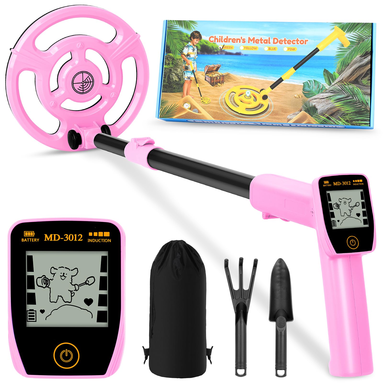 Metal Detector per bambini, ricarica USB, con display, rosa