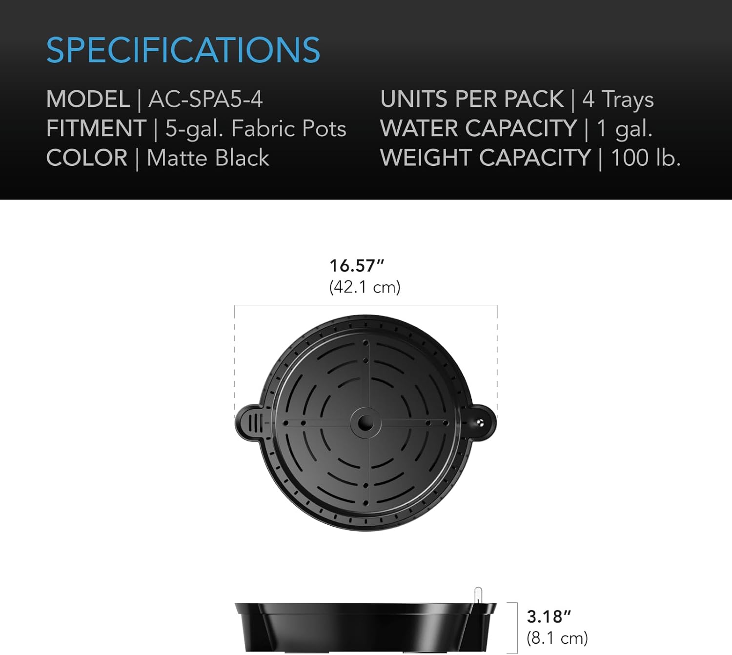 Ac Infinity Base per Vaso in Tessuto Autoirrigante (4 pz) - immagine 6
