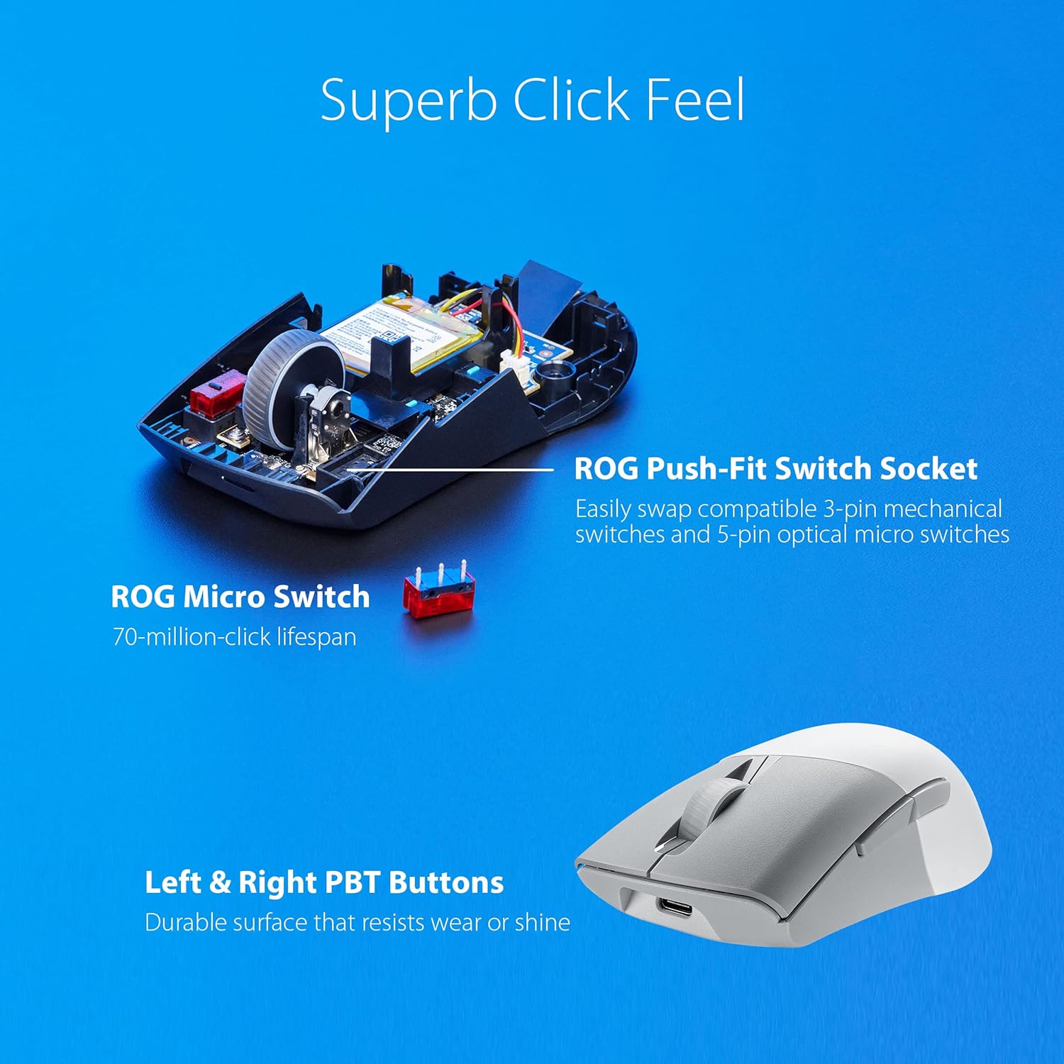 Asus ROG Keris Wireless Aimpoint - Mouse Gaming 36000 dpi, Nero - immagine 5