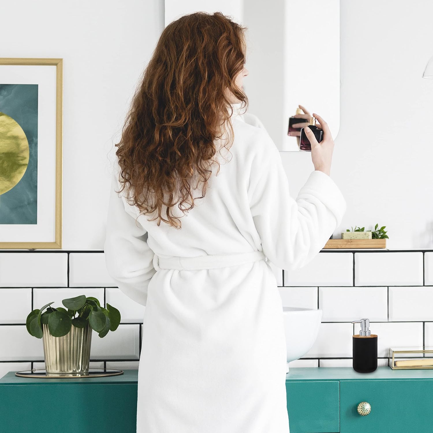 Relaxdays Set Accessori Bagno Completo da 6 pezzi, Nero - immagine 2