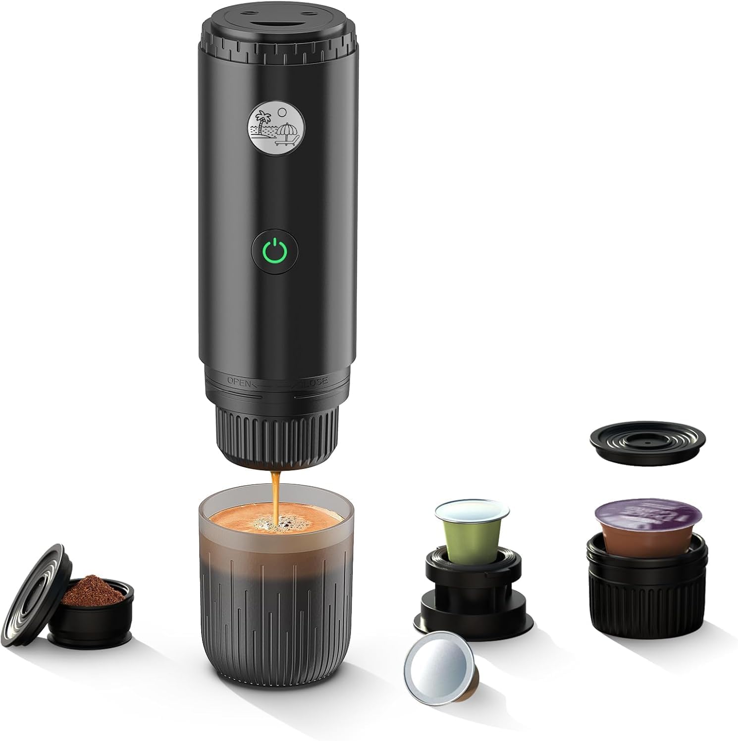 Macchina Caffè Portatile 3 in 1 19 Bar, Nera - immagine 1