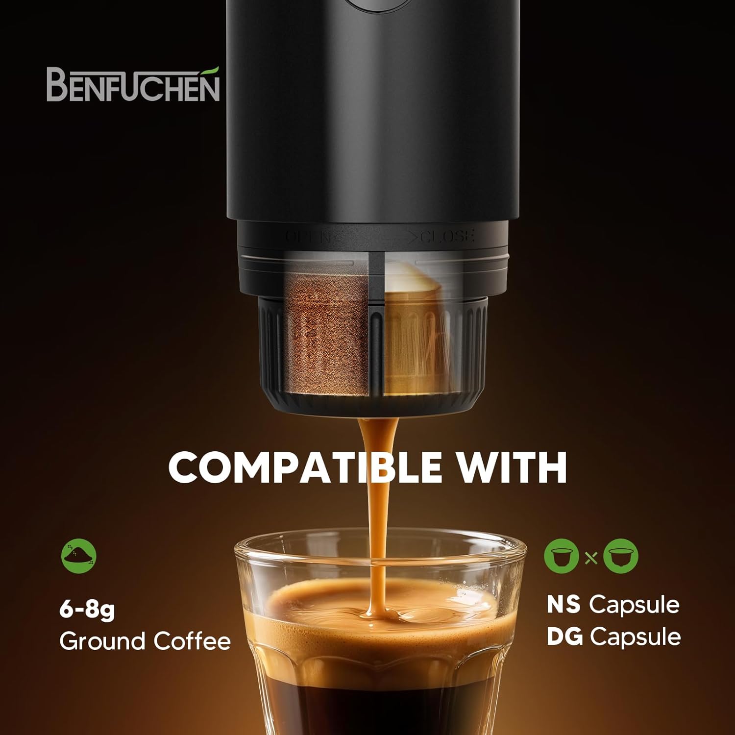 Macchina Caffè Portatile 3 in 1 19 Bar, Nera - immagine 2