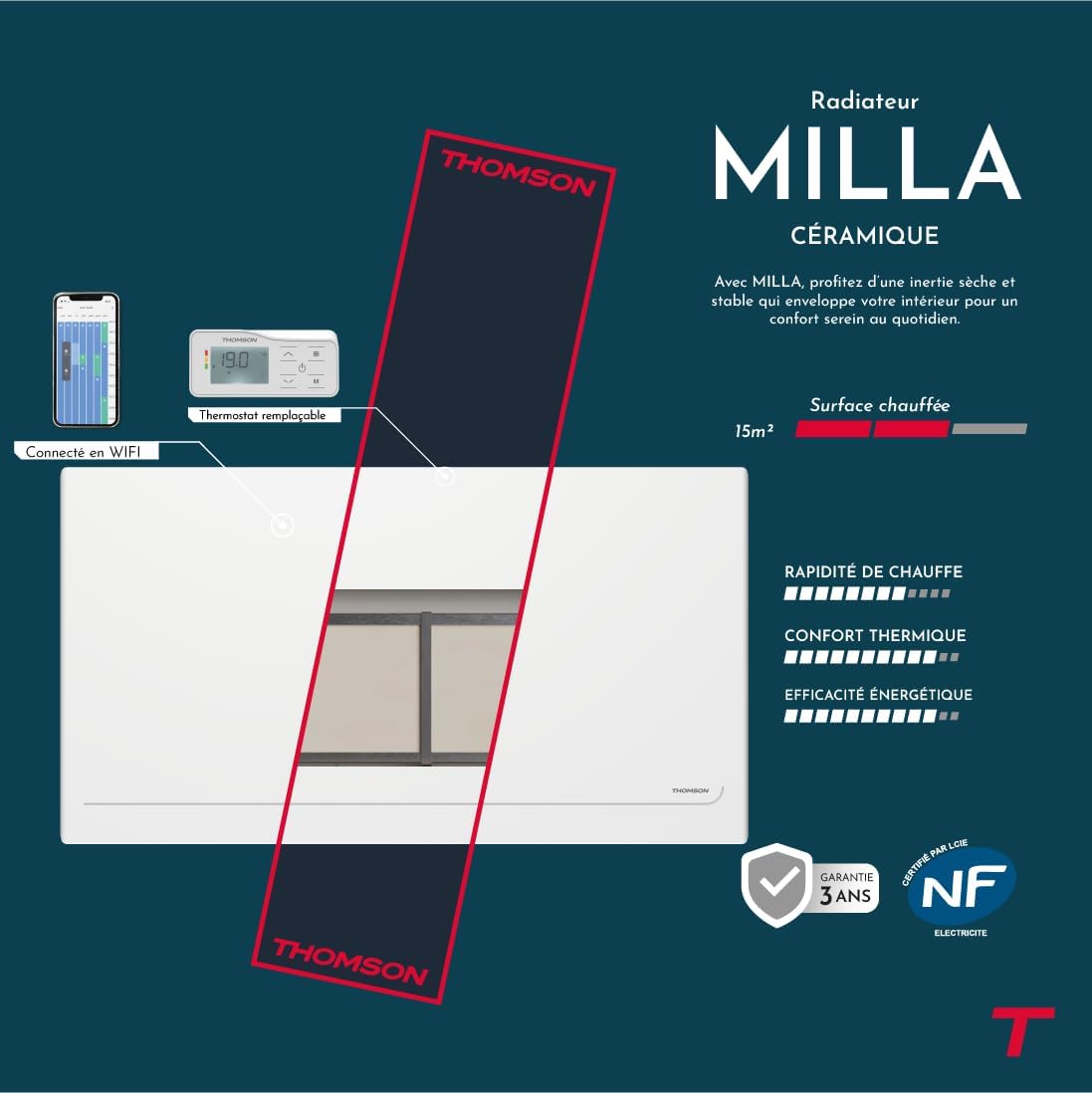 Thomson MILLA - Radiatore Elettrico WiFi 1500W - immagine 3