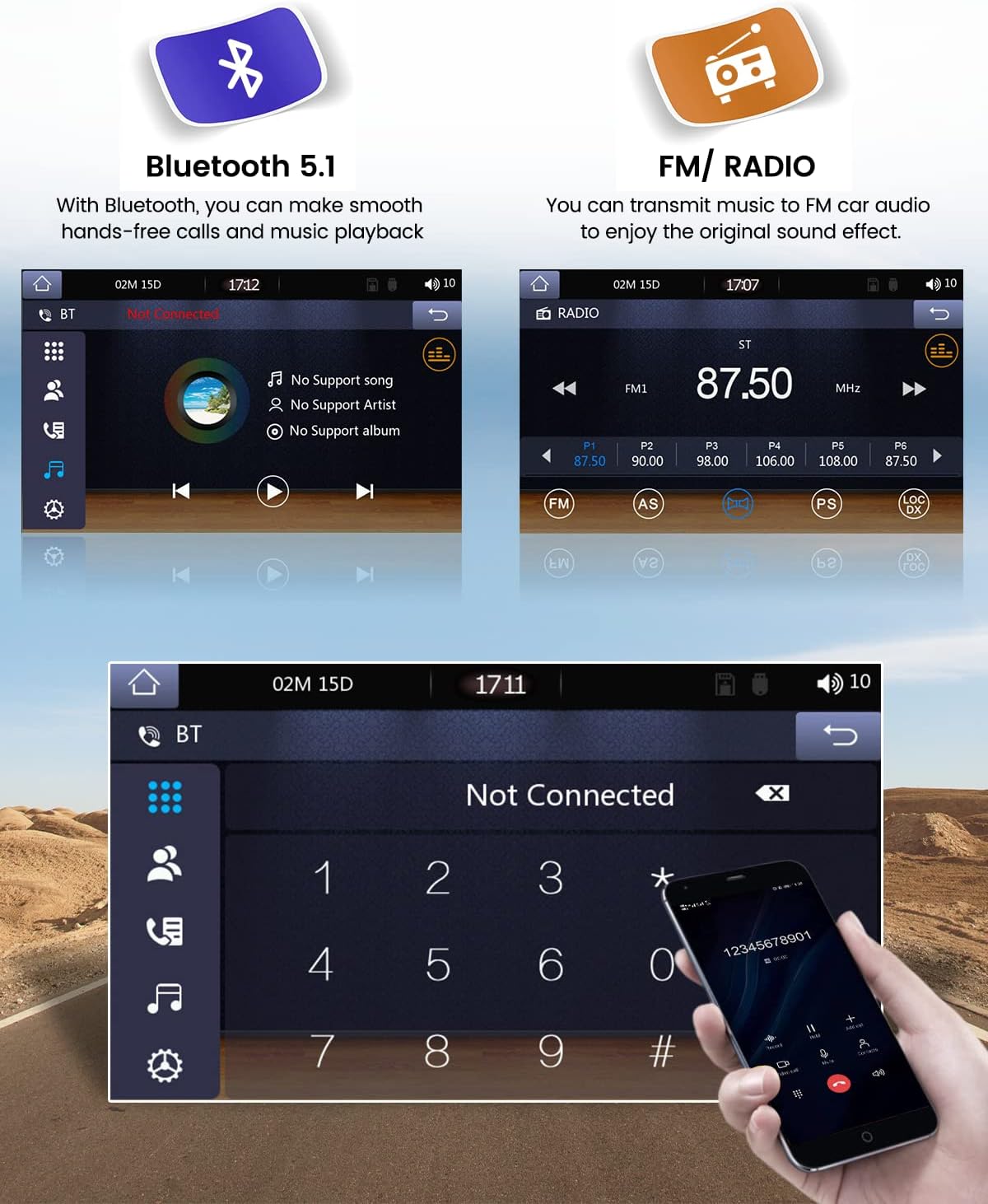 Hikity Autoradio 1 Din con Carplay Wireless Android Auto - immagine 3