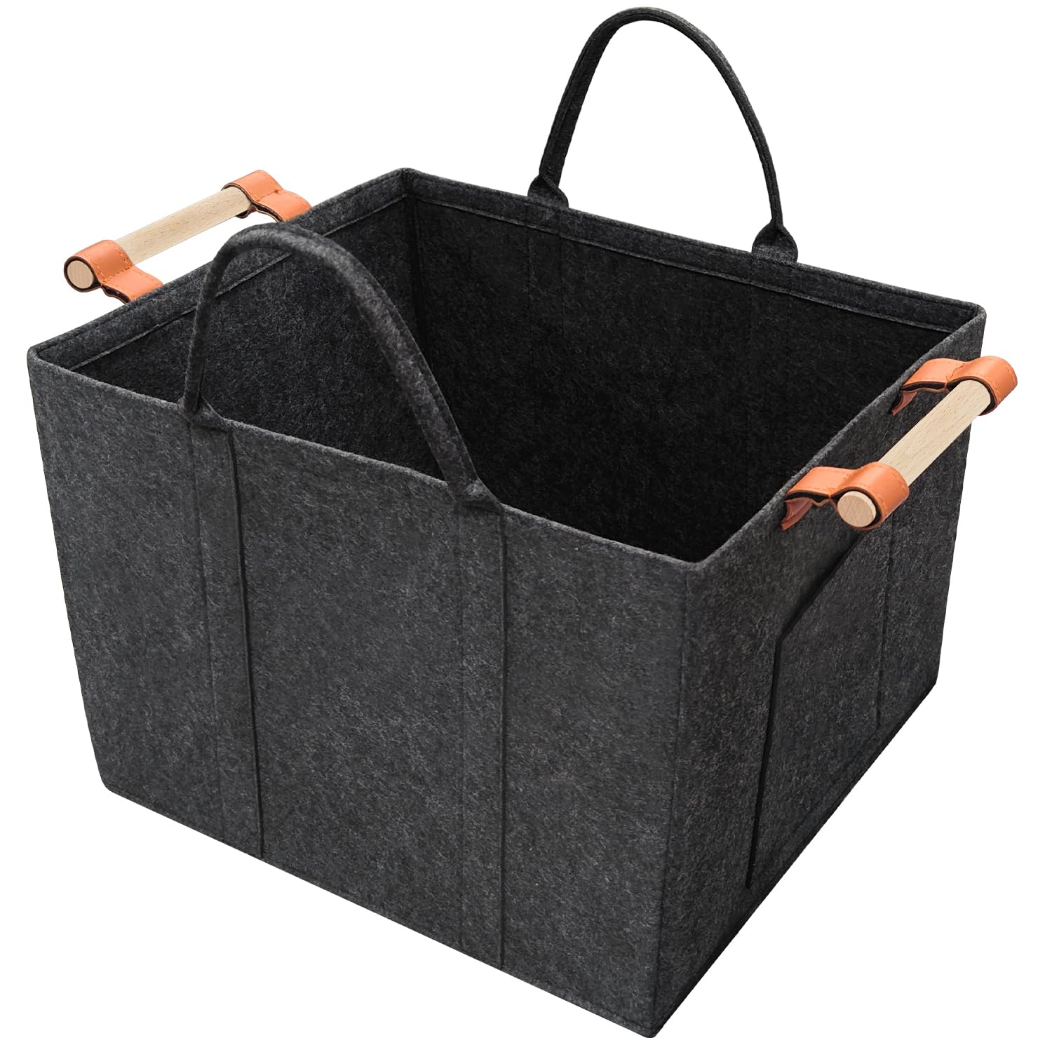 Tendak Borsa in Feltro per Legna Da Ardere, XL Cesto Portalegna da Interno, Cesta per Legna Robusta e Multiuso Può contenere Giornali Vestiti Giocattoli