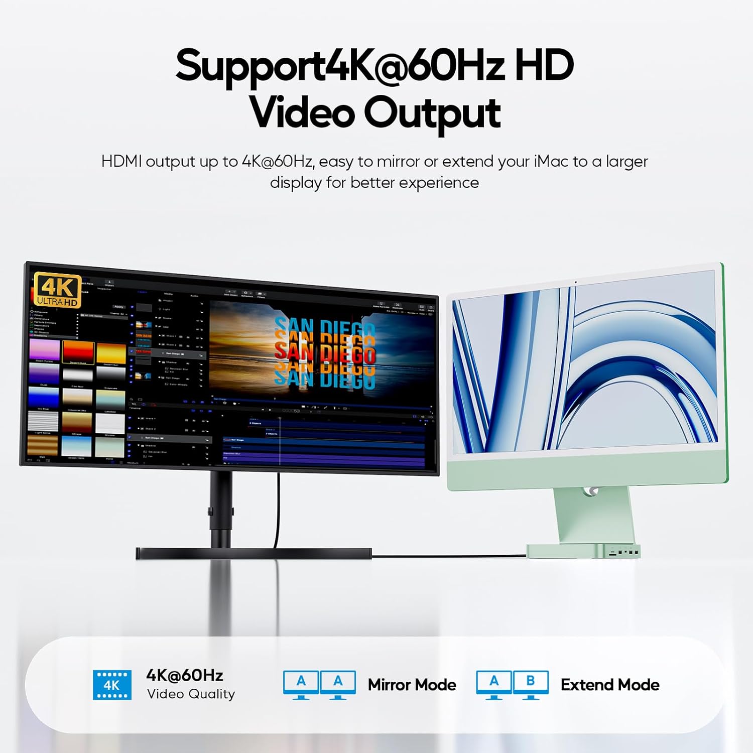 Pulwtop Hub iMac M1/M3/M4 con Custodia SSD, Verde - immagine 4