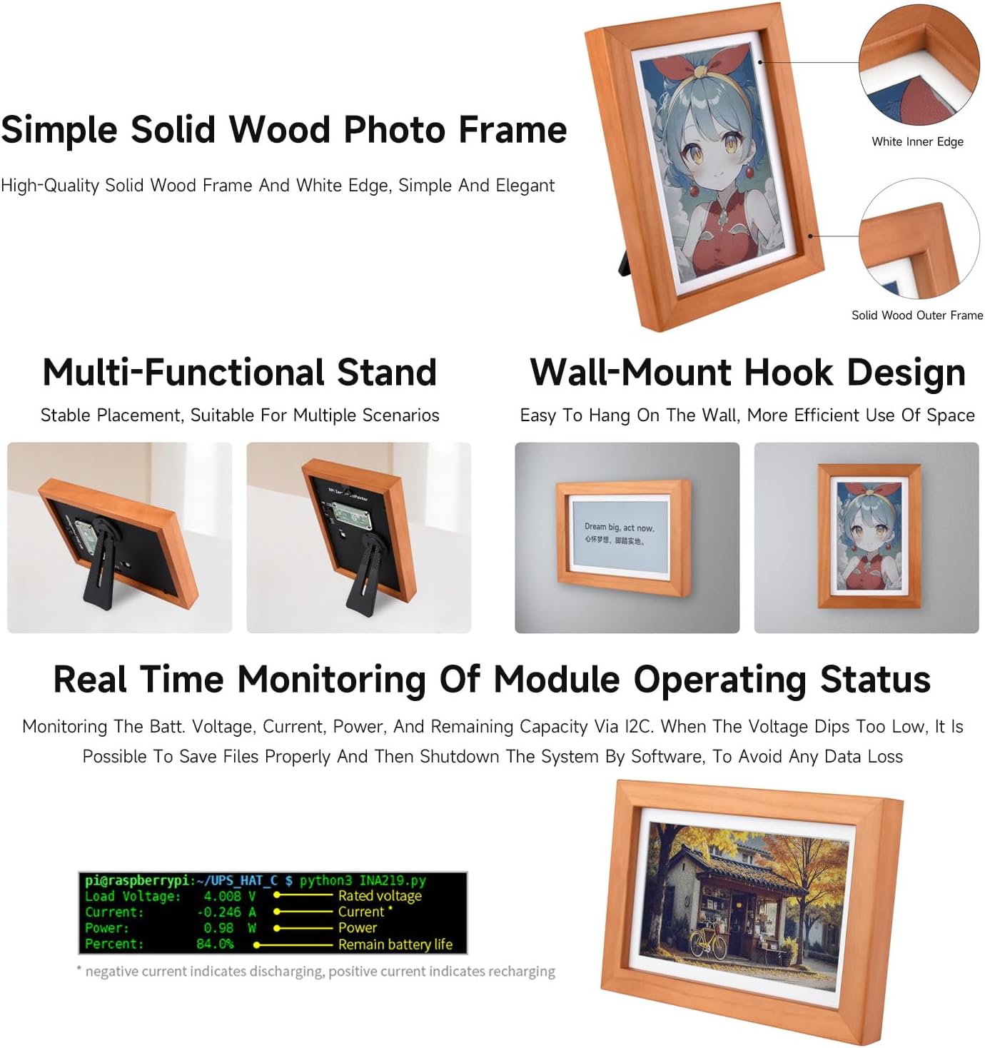 Waveshare 7.3inch E6 E-Paper Full Color con Cornice - immagine 5