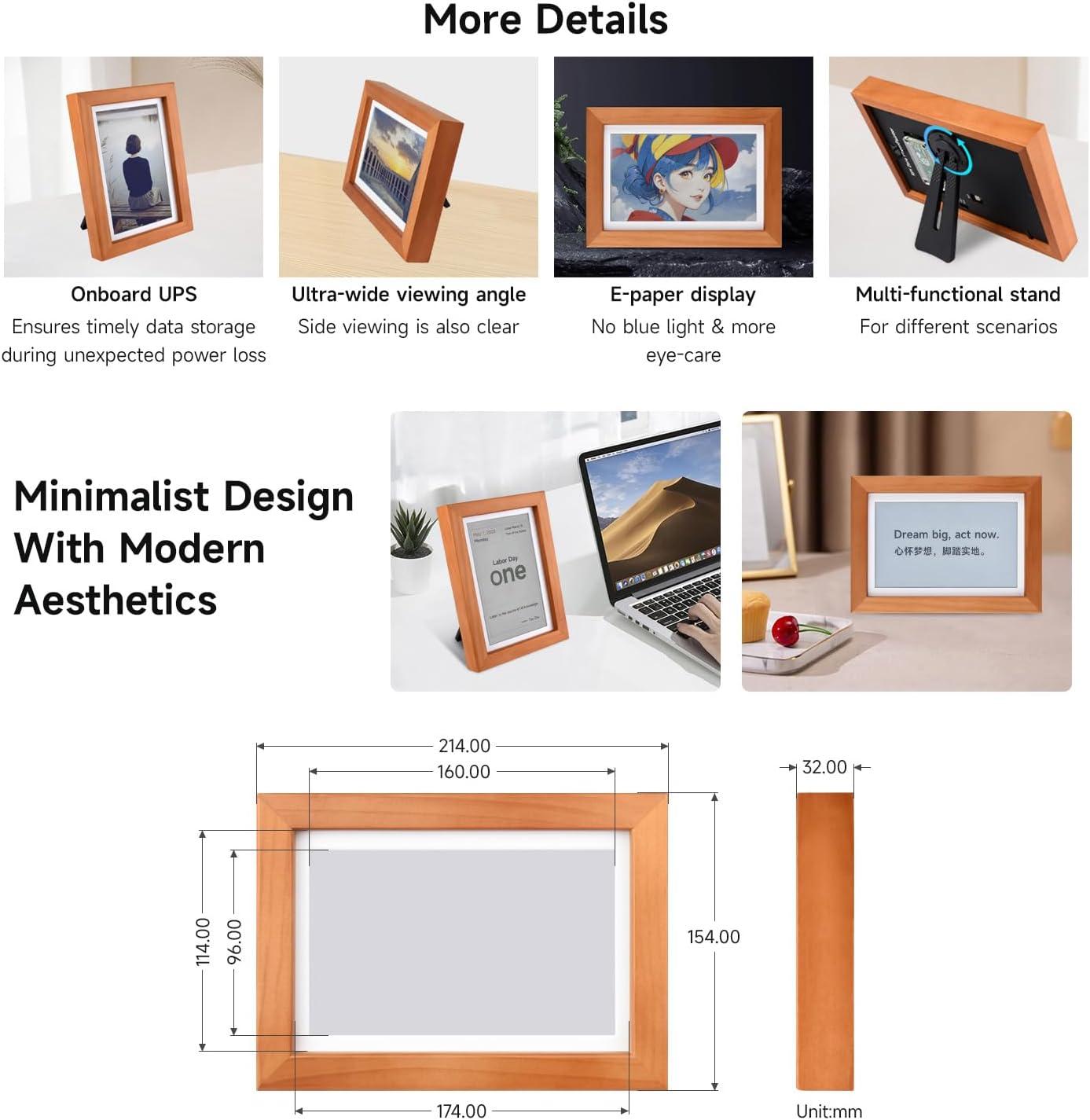 Waveshare 7.3inch E6 E-Paper Full Color con Cornice - immagine 6