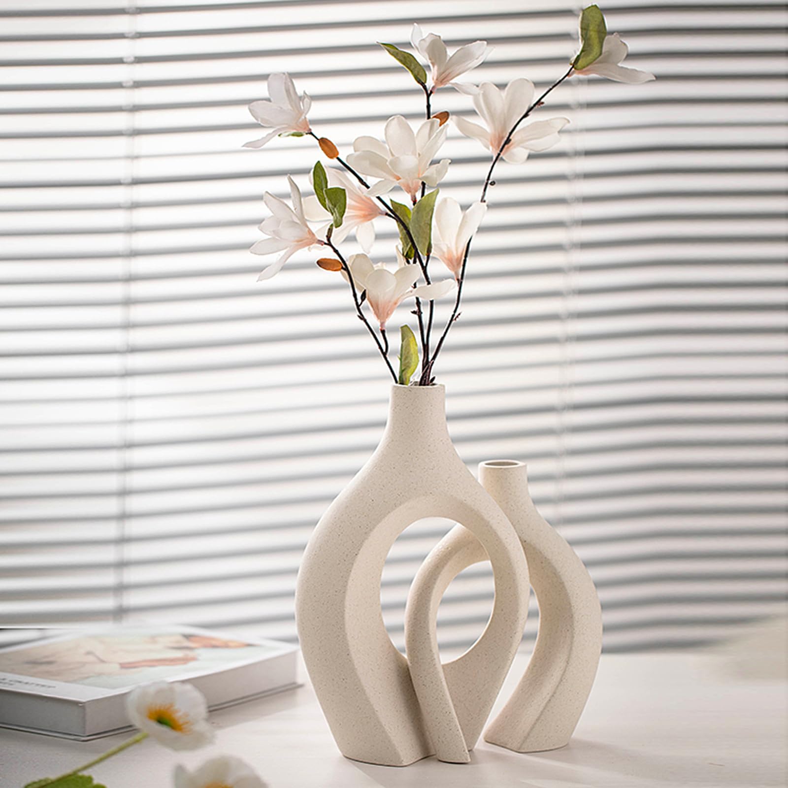 Sukiypo Vaso Decorativo Interno Set 2 Vasi Ceramica Beige