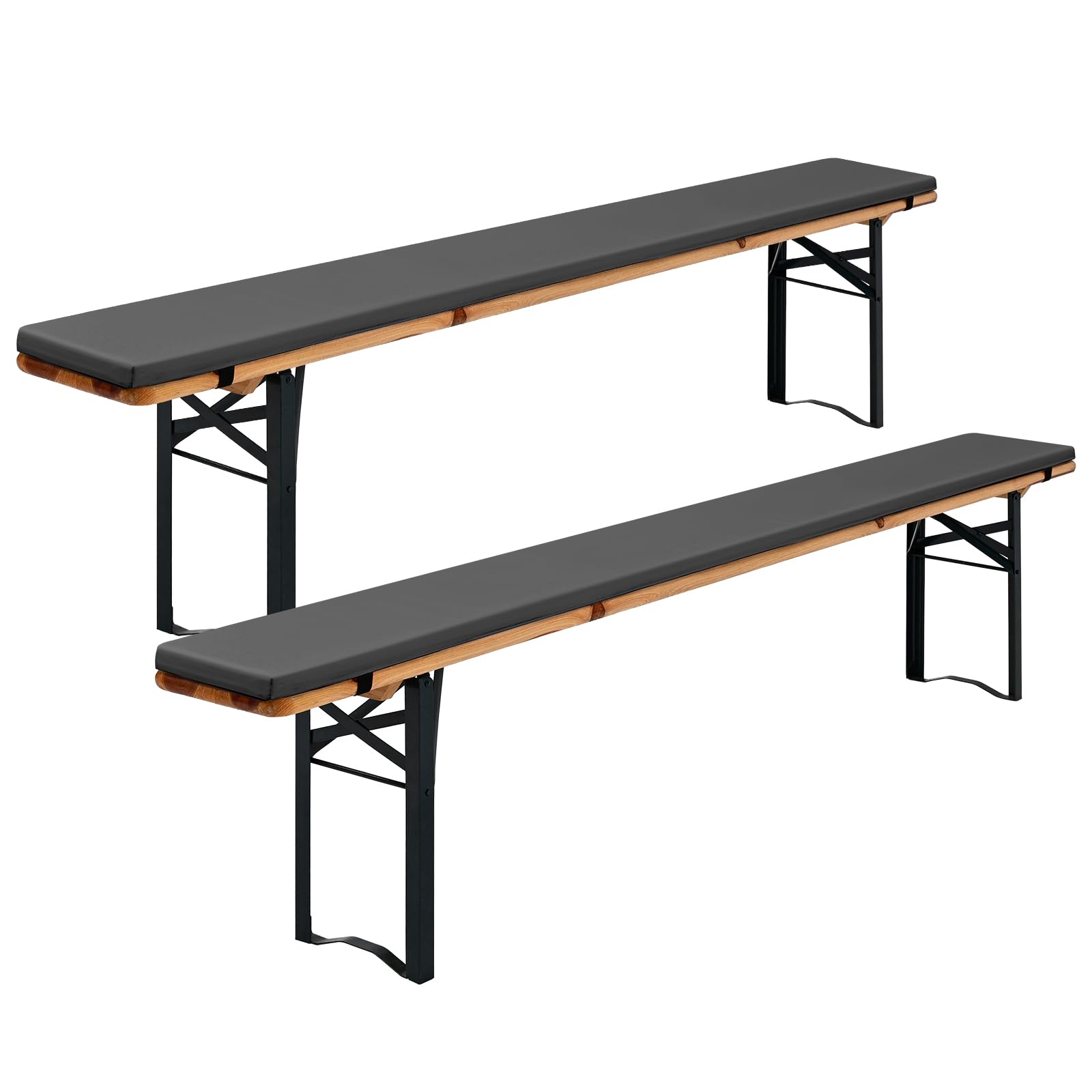 2 Cuscini Imbottiti per Panchine da Birra 220x25x3cm