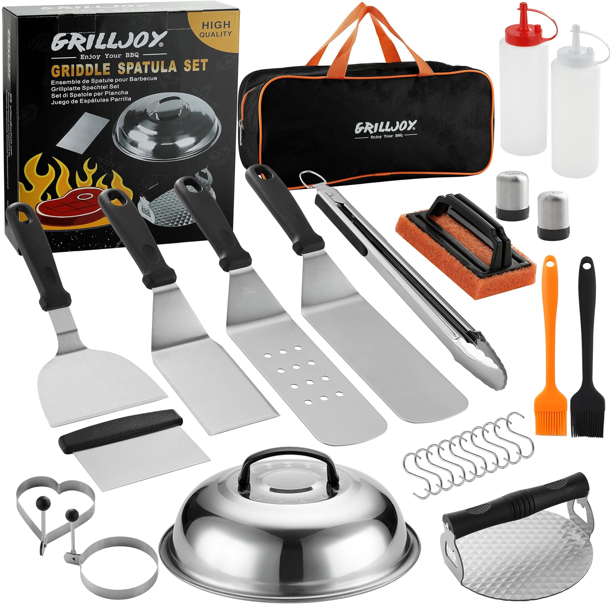 Grilljoy Set Accessori Barbecue in Acciaio Inox 28 pz
