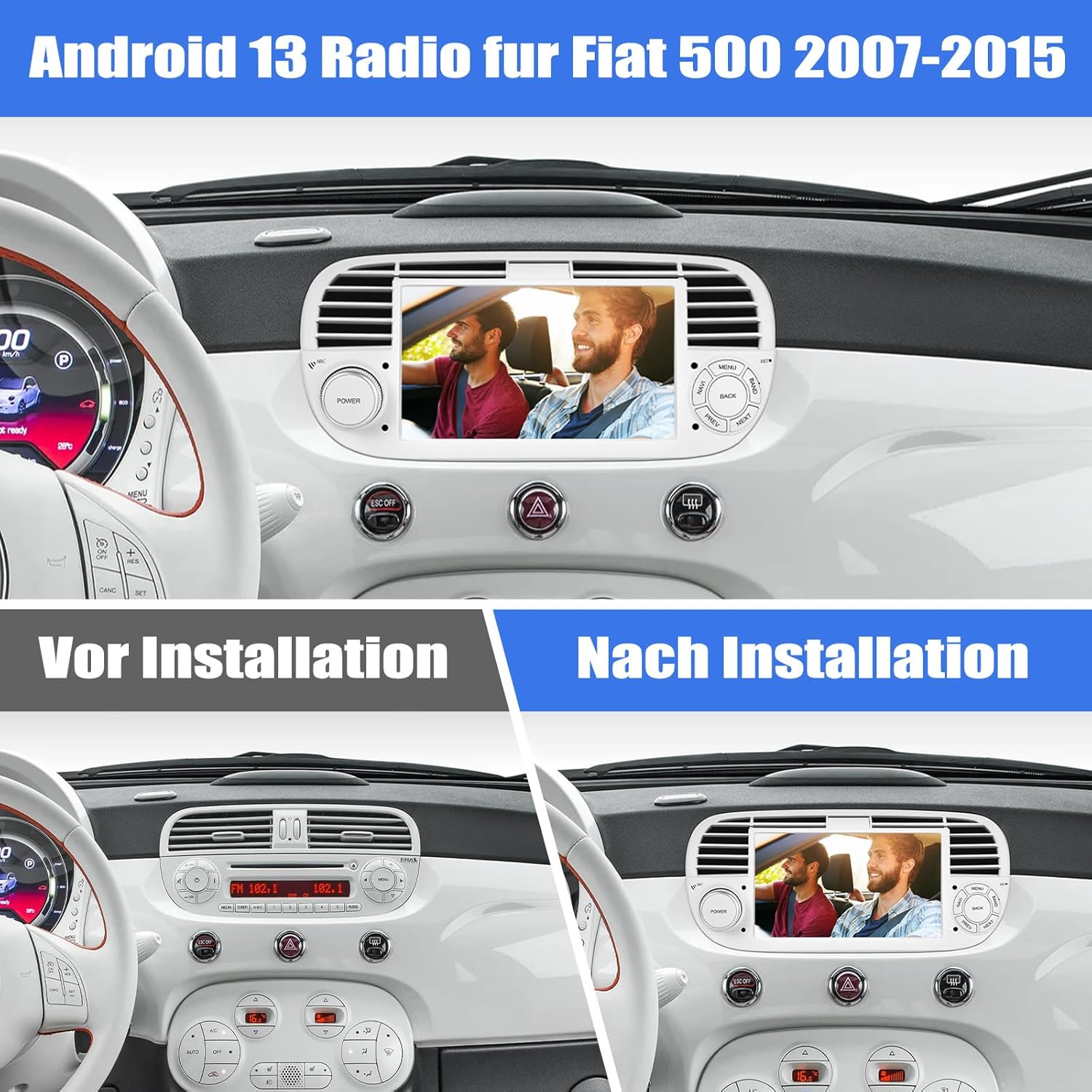 Sixwin Android 13 Autoradio 7" TouchScreen per FIAT 500 - immagine 2