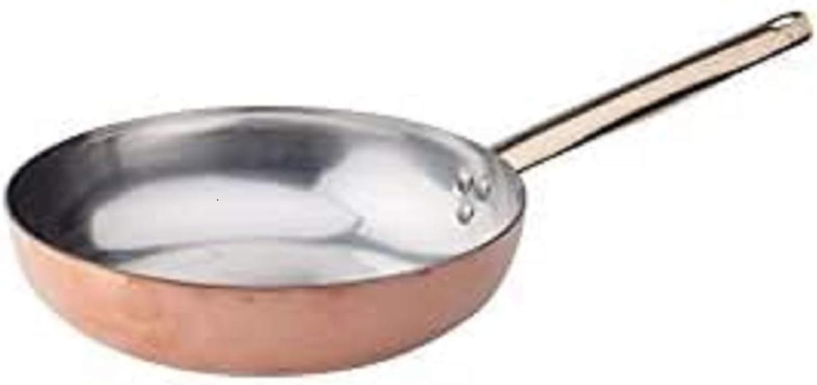 Pentole Agnelli Linea Rame Padella Saltare con Manico in Rame Liscio, Marrone, 20 cm