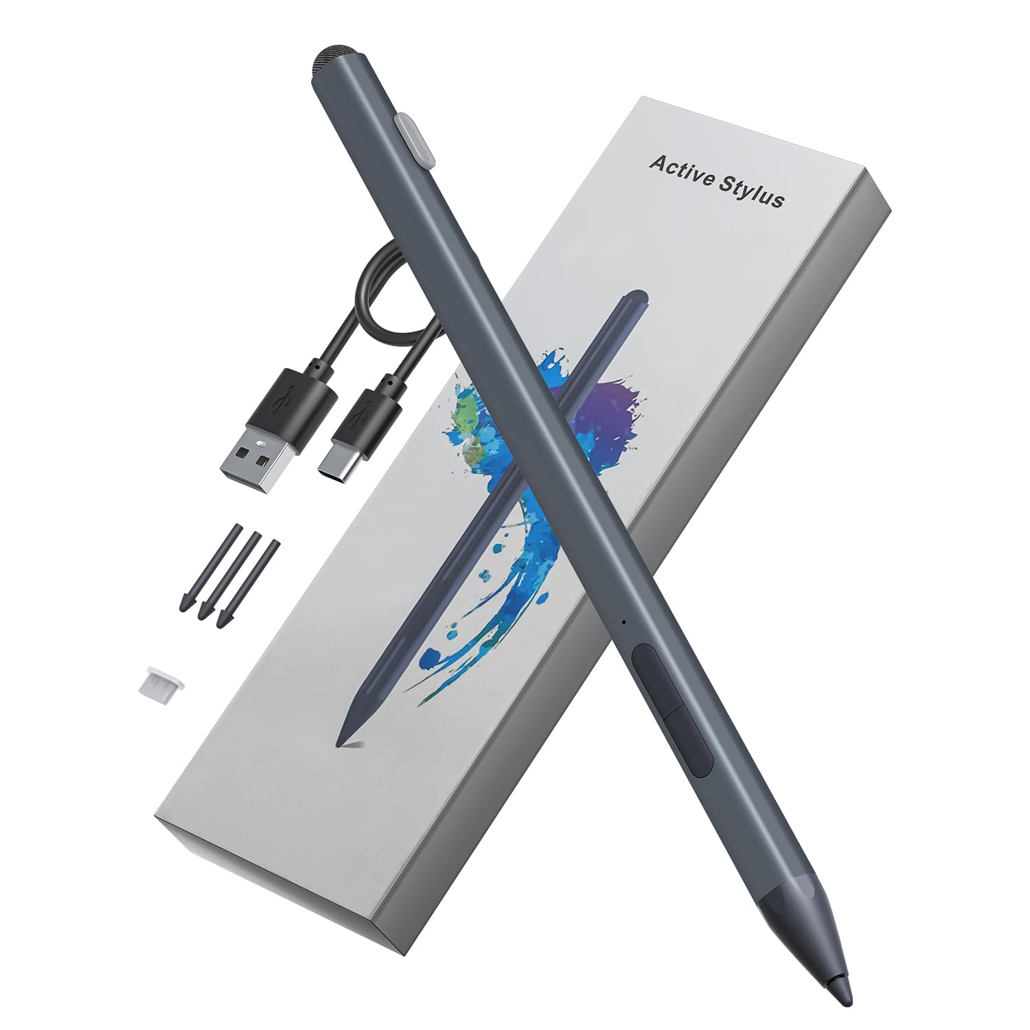 Penna Per Surface USB-C Con 4096 Pressioni | Ricarica Rapida 60h, Gomma Integrata, Rifiuto Palmo, Magnetica