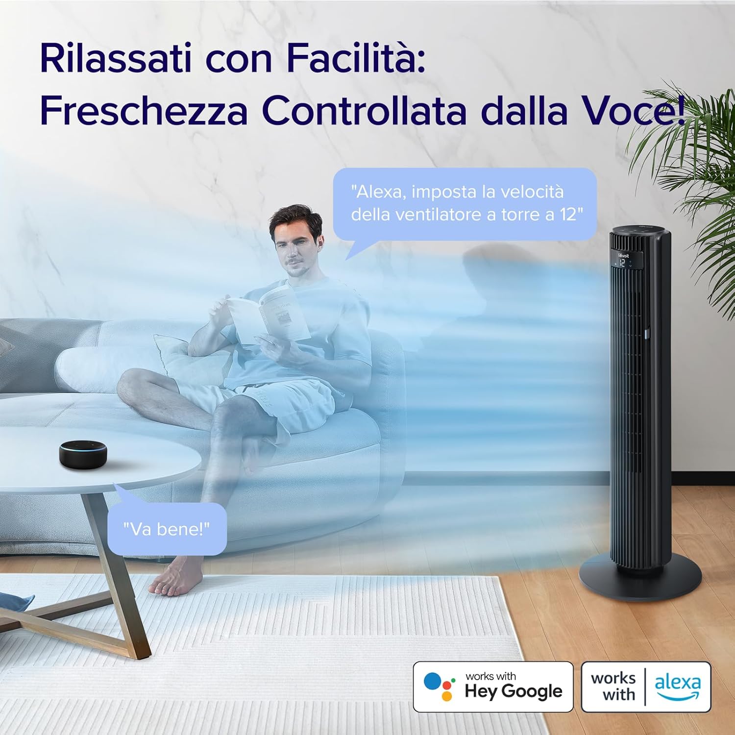 Levoit Ventilatore a Torre 108cm Silenzioso e Intelligente - immagine 2