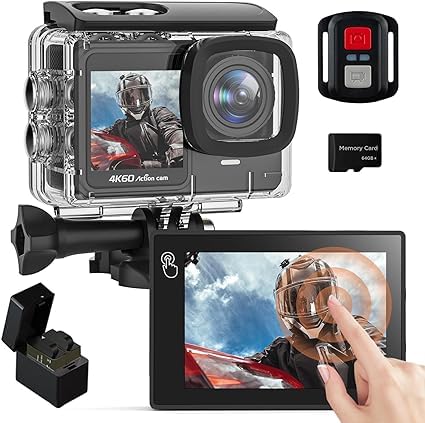 Action Camera 4K 60FPS Touchscreen con SD 64GB
