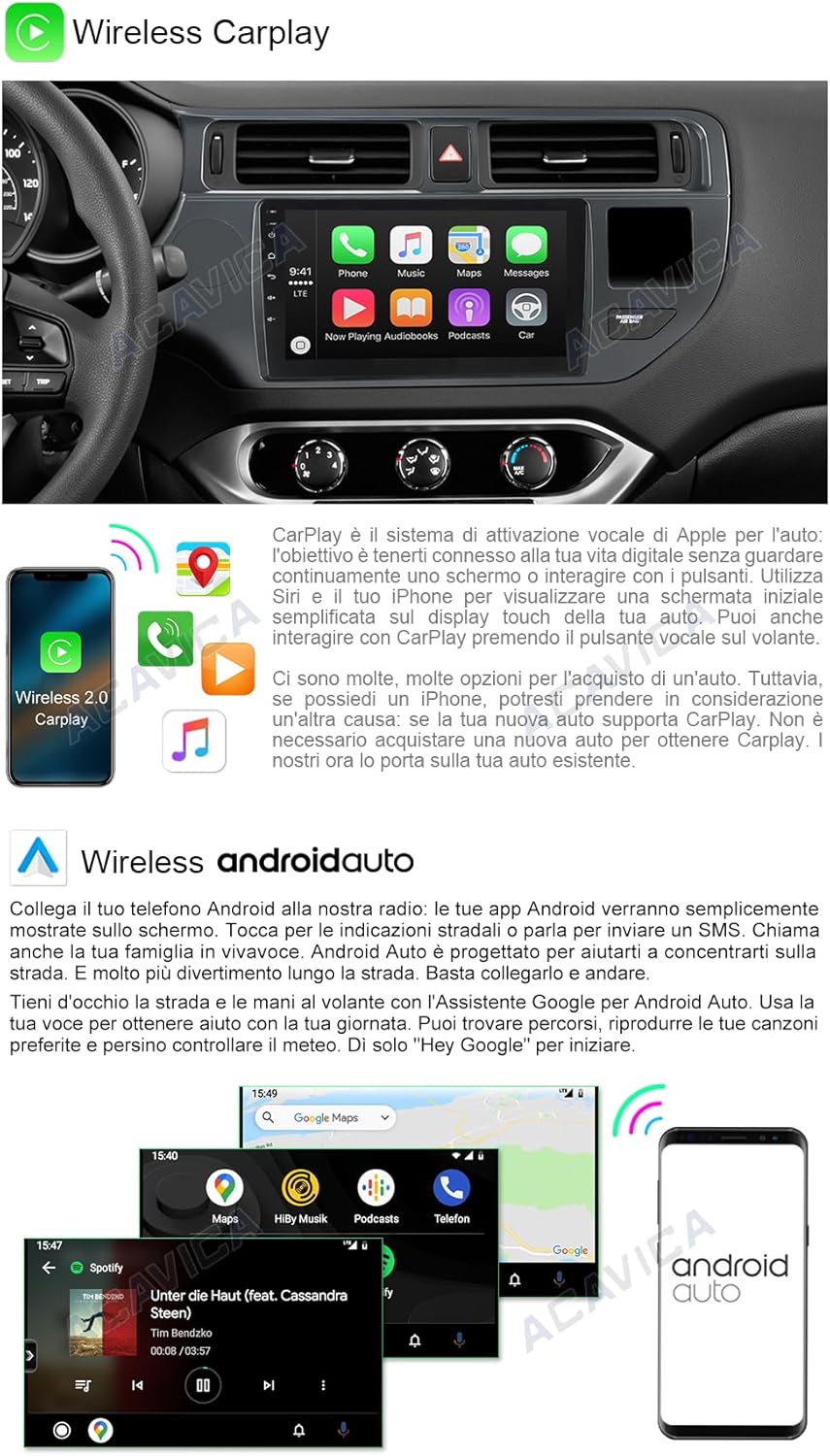 Acavica Android 13 Autoradio 9 Pollici - Kia Rio iii Pride - immagine 3