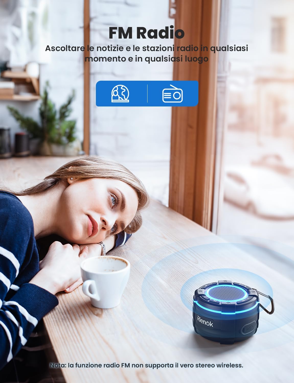 Rienok Cassa Bluetooth Doccia IPX7 Impermeabile - immagine 2