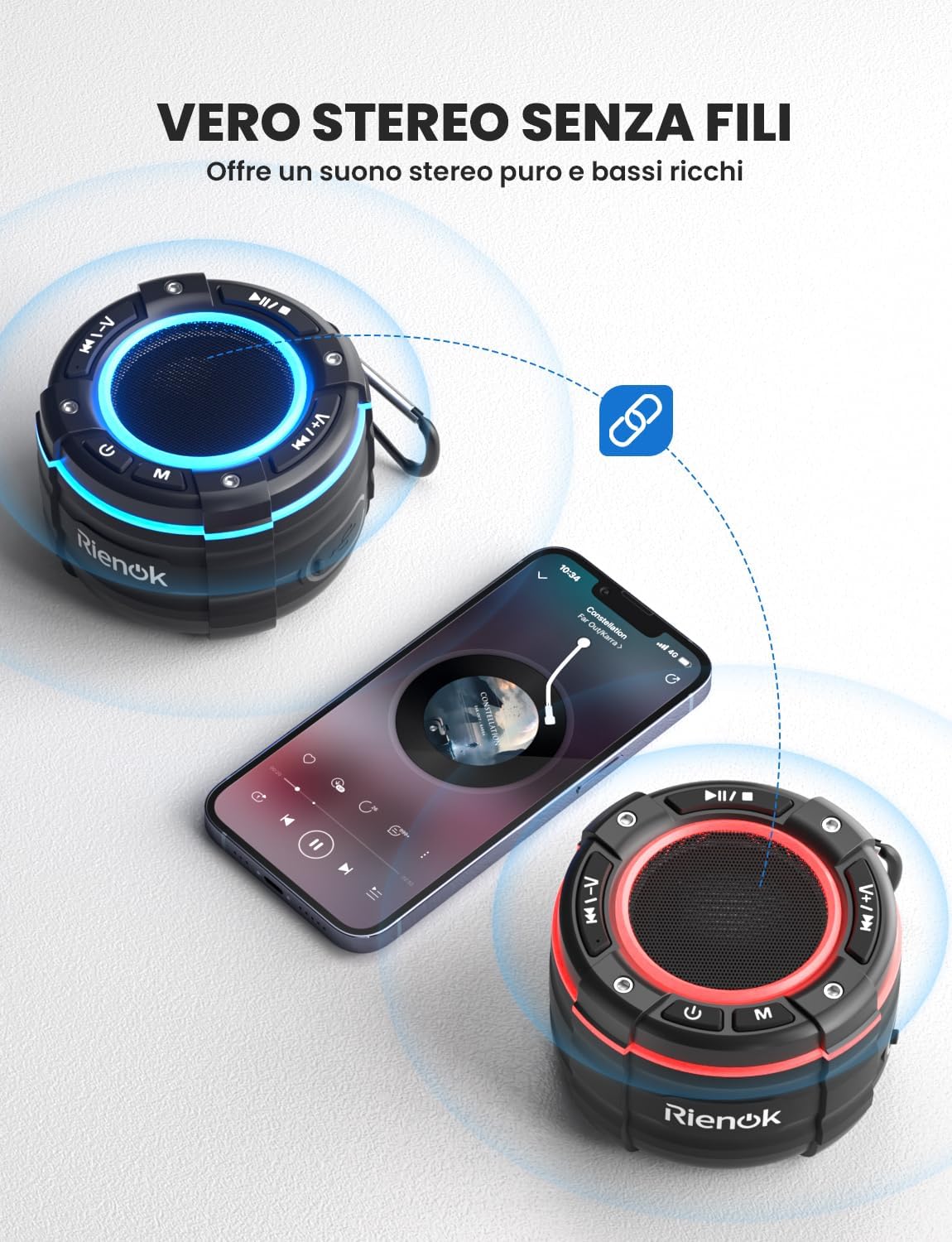 Rienok Cassa Bluetooth Doccia IPX7 Impermeabile - immagine 5