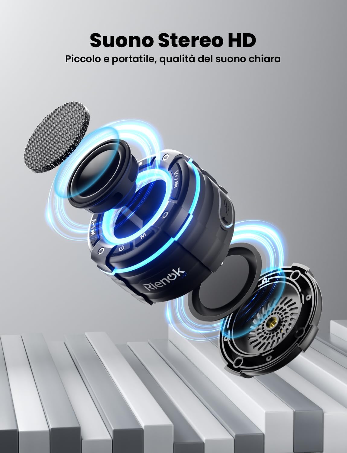 Rienok Cassa Bluetooth Doccia IPX7 Impermeabile - immagine 6