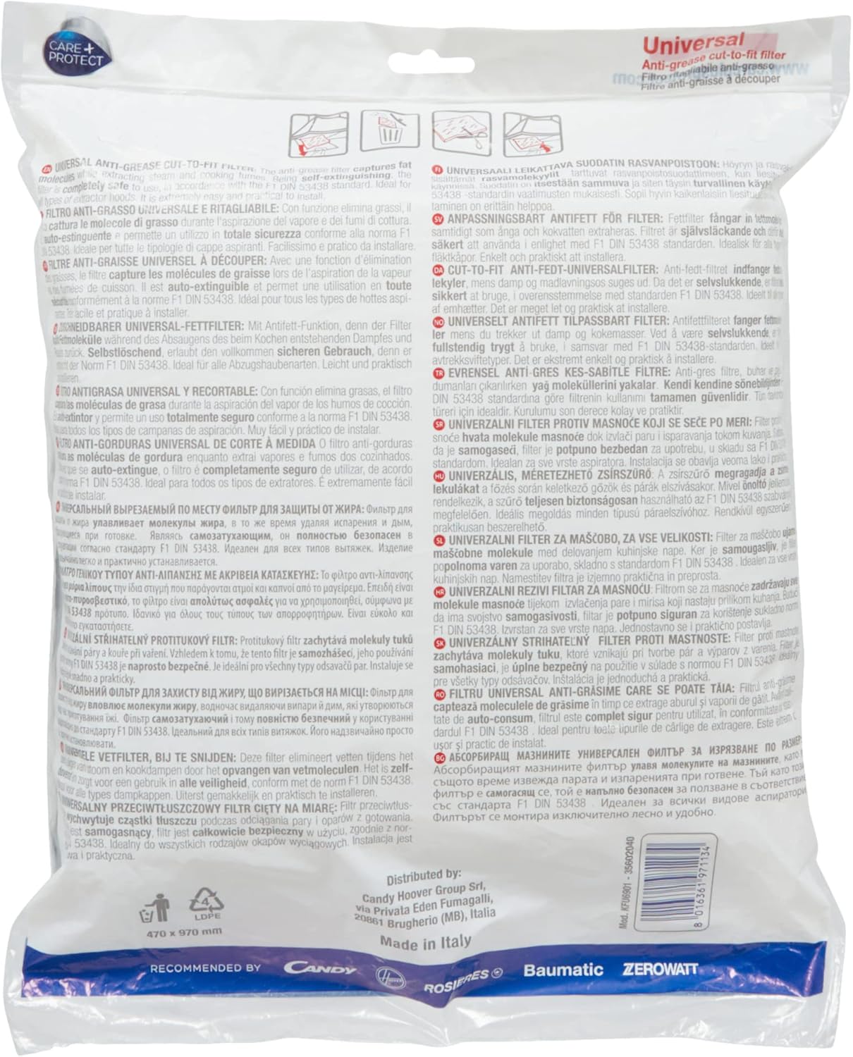 Care + Protect Filtro Cappa Universale Anti-Grasso - immagine 2