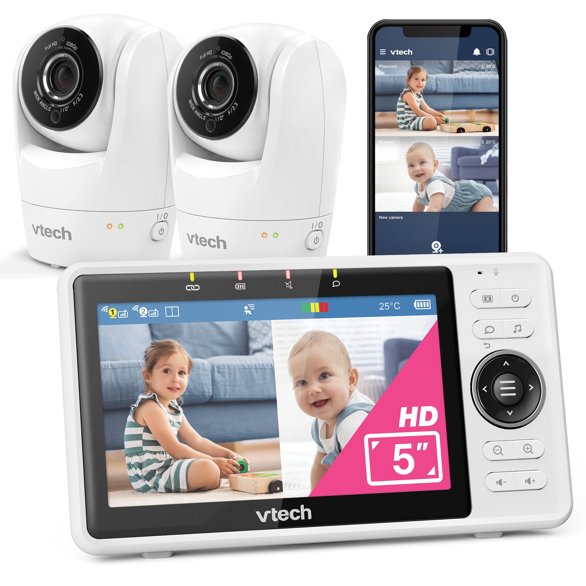 Vtech Baby Monitor Video Smart Wi-Fi con 2 Telecamere