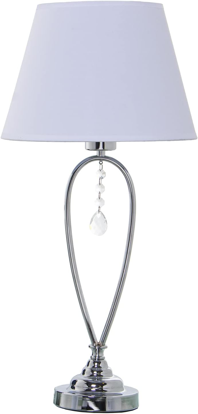 LÁMPARA SOBREMESA in Metallo Argentato 28x57cm