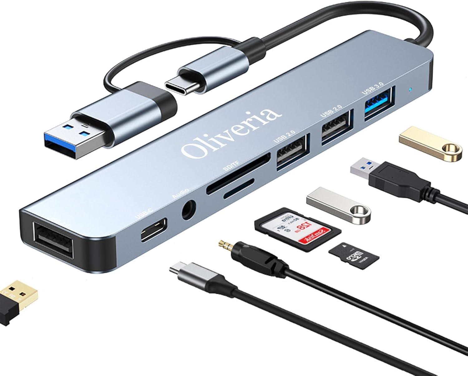 Oliveria Adattatore USB C Hub 3.0 8 in 2