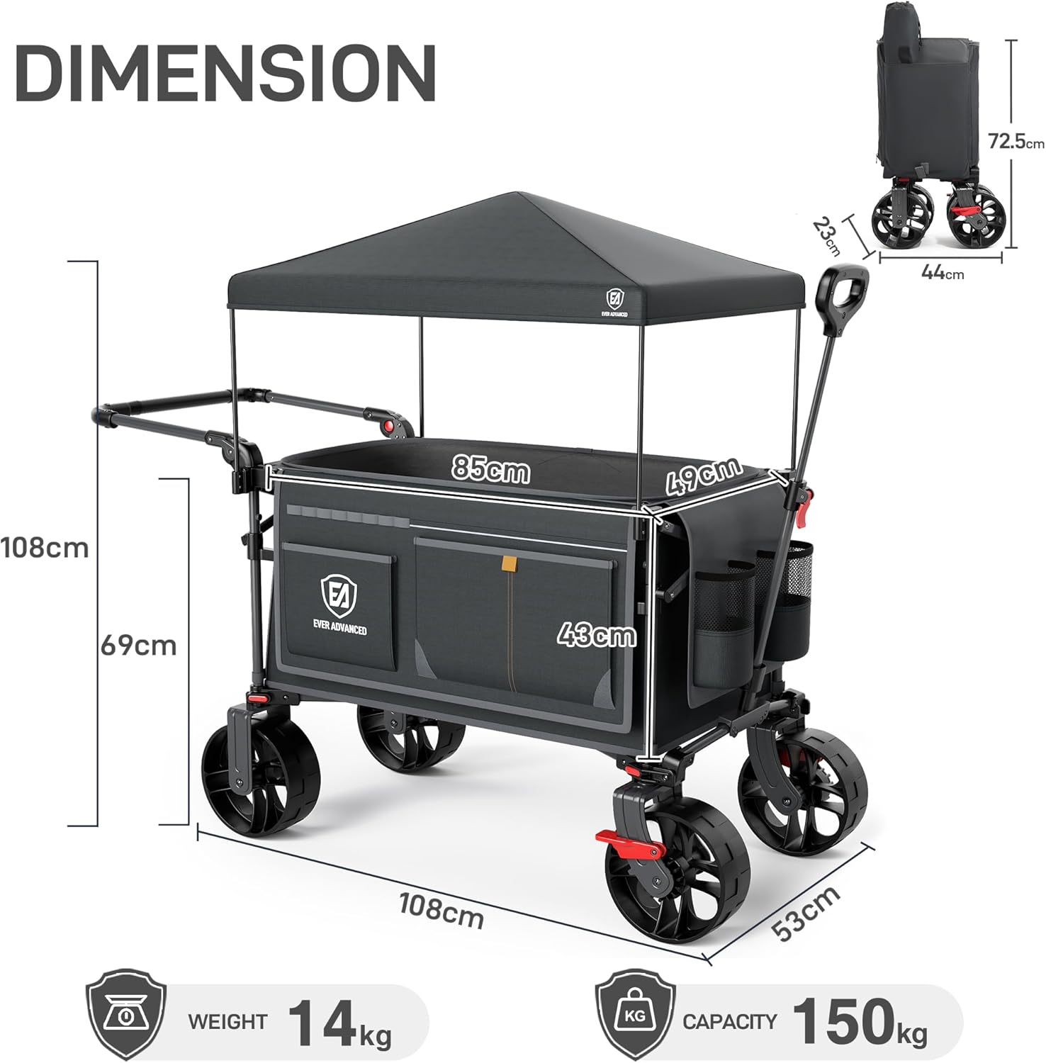 Ever Advanced Carrello XXL Pieghevole 225L 150kg - immagine 3
