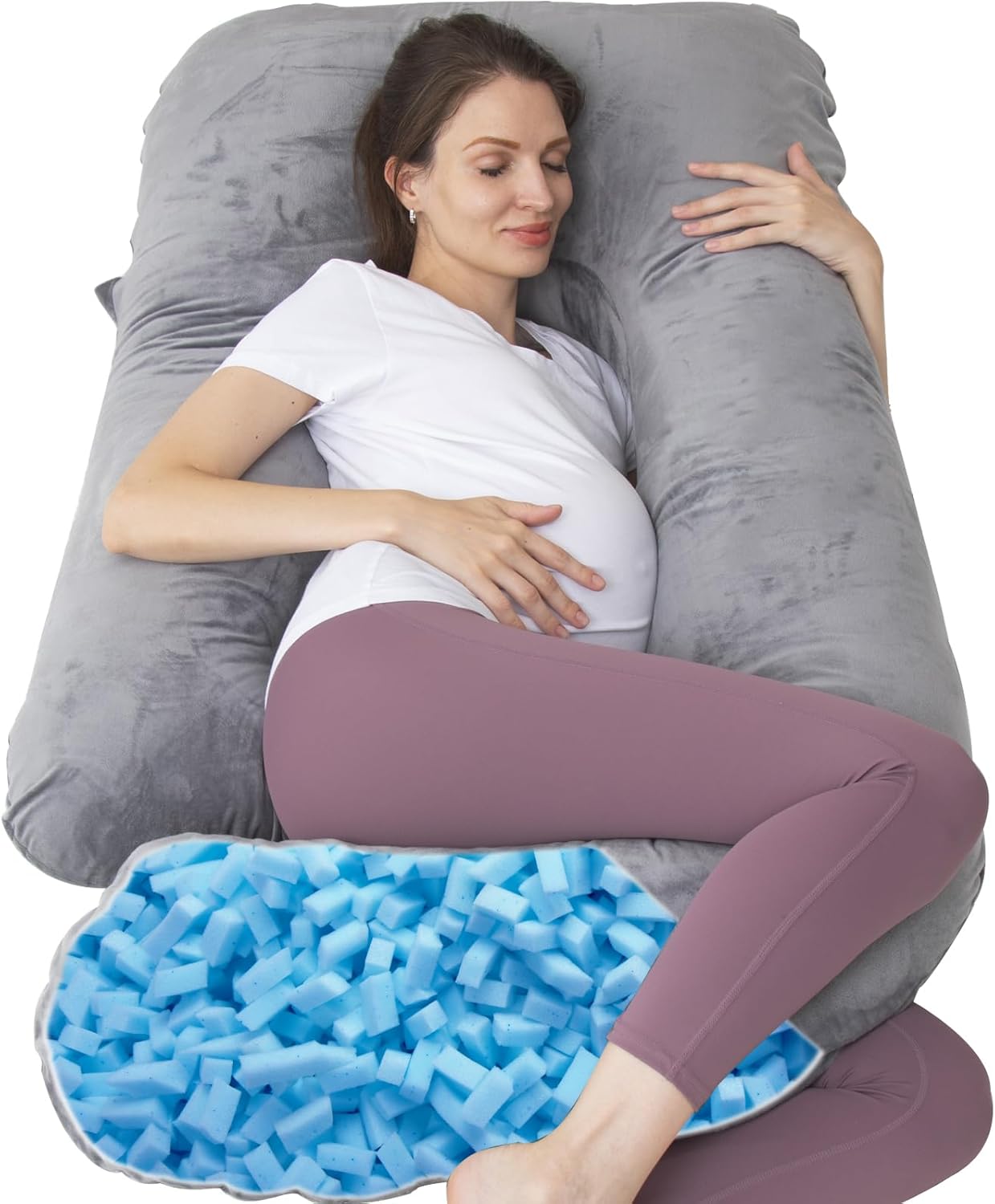 Taibest Cuscino Gravidanza a U in Memory Foam, Grigio - immagine 1