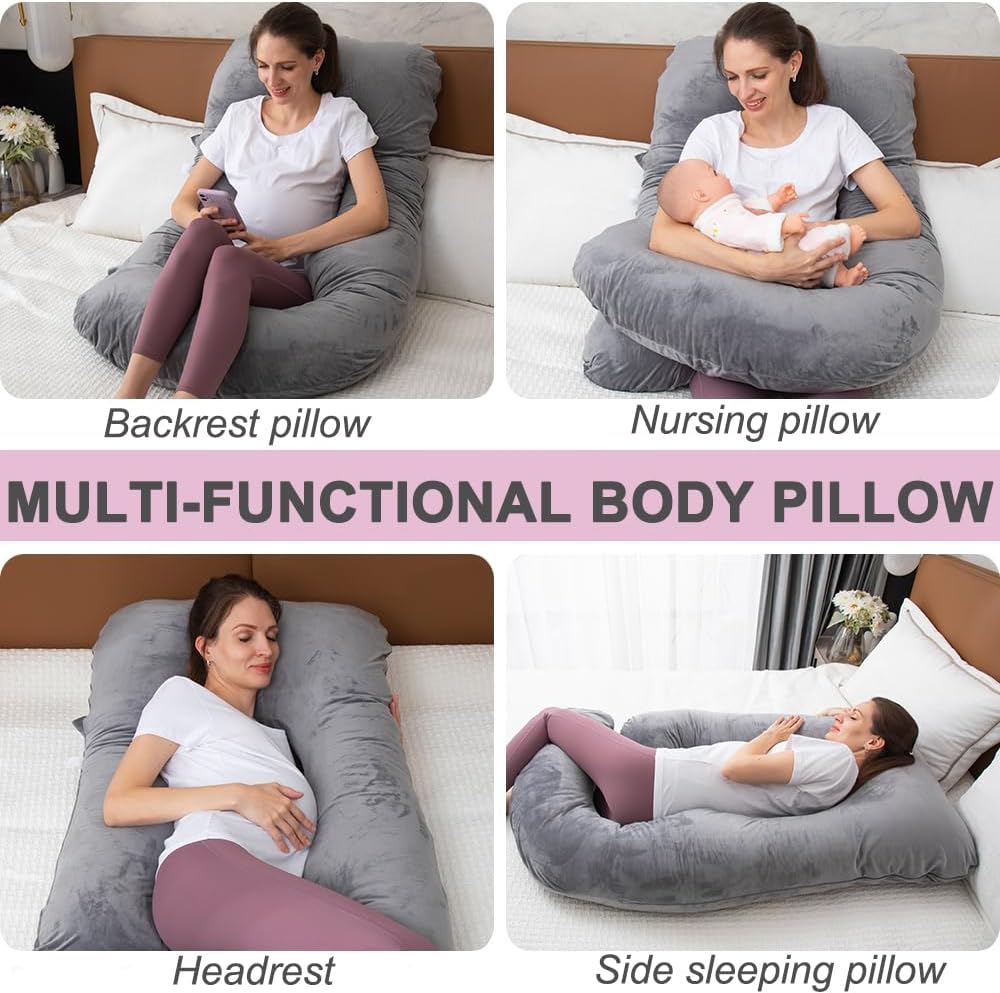 Taibest Cuscino Gravidanza a U in Memory Foam, Grigio - immagine 6