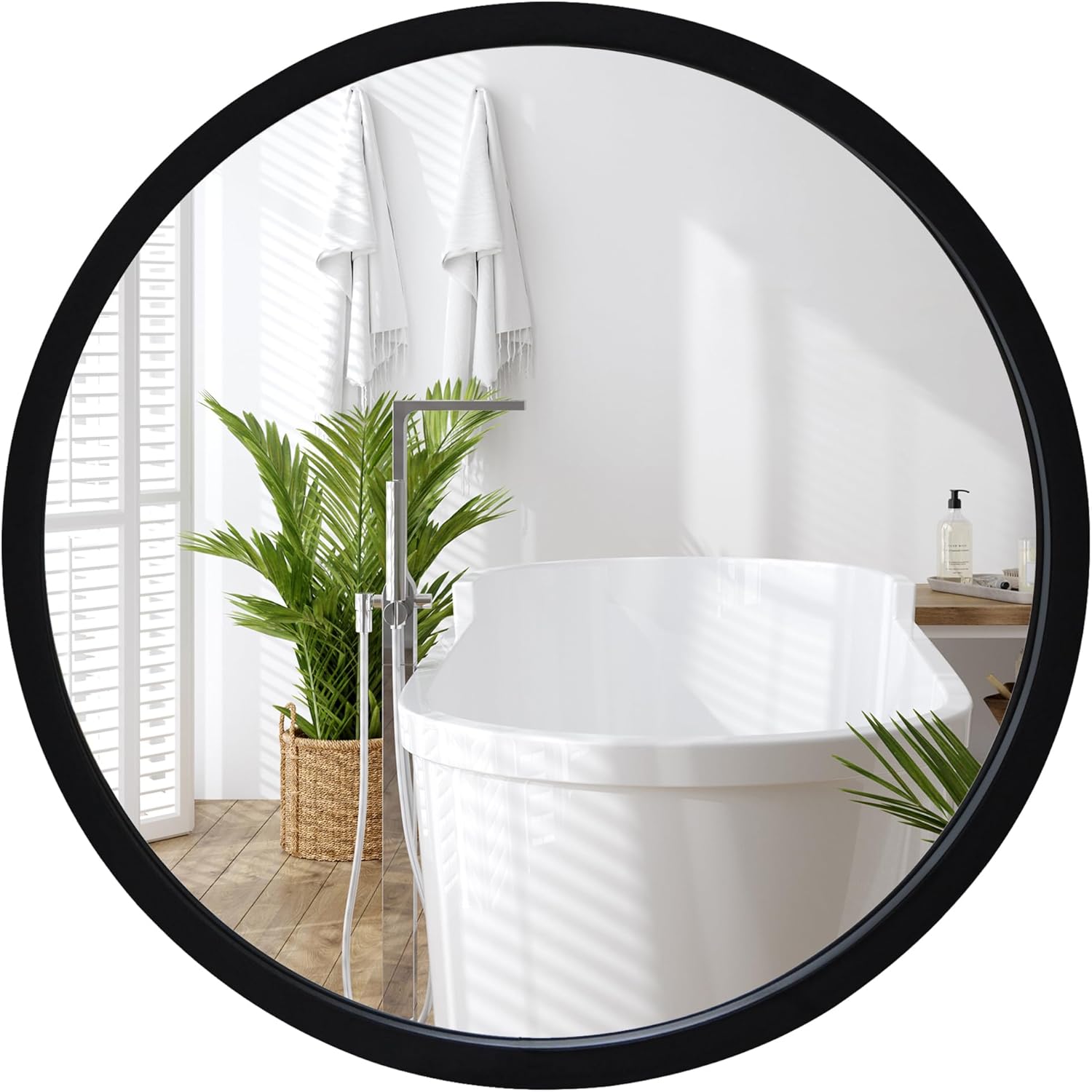 Americanflat Specchio Rotondo da Parete 51 cm, Cornice Nera - immagine 2