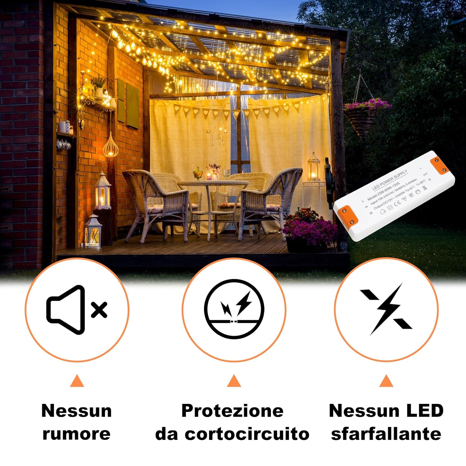 Alimentatore 12V 5A 60W - Trasformatore LED - immagine 5