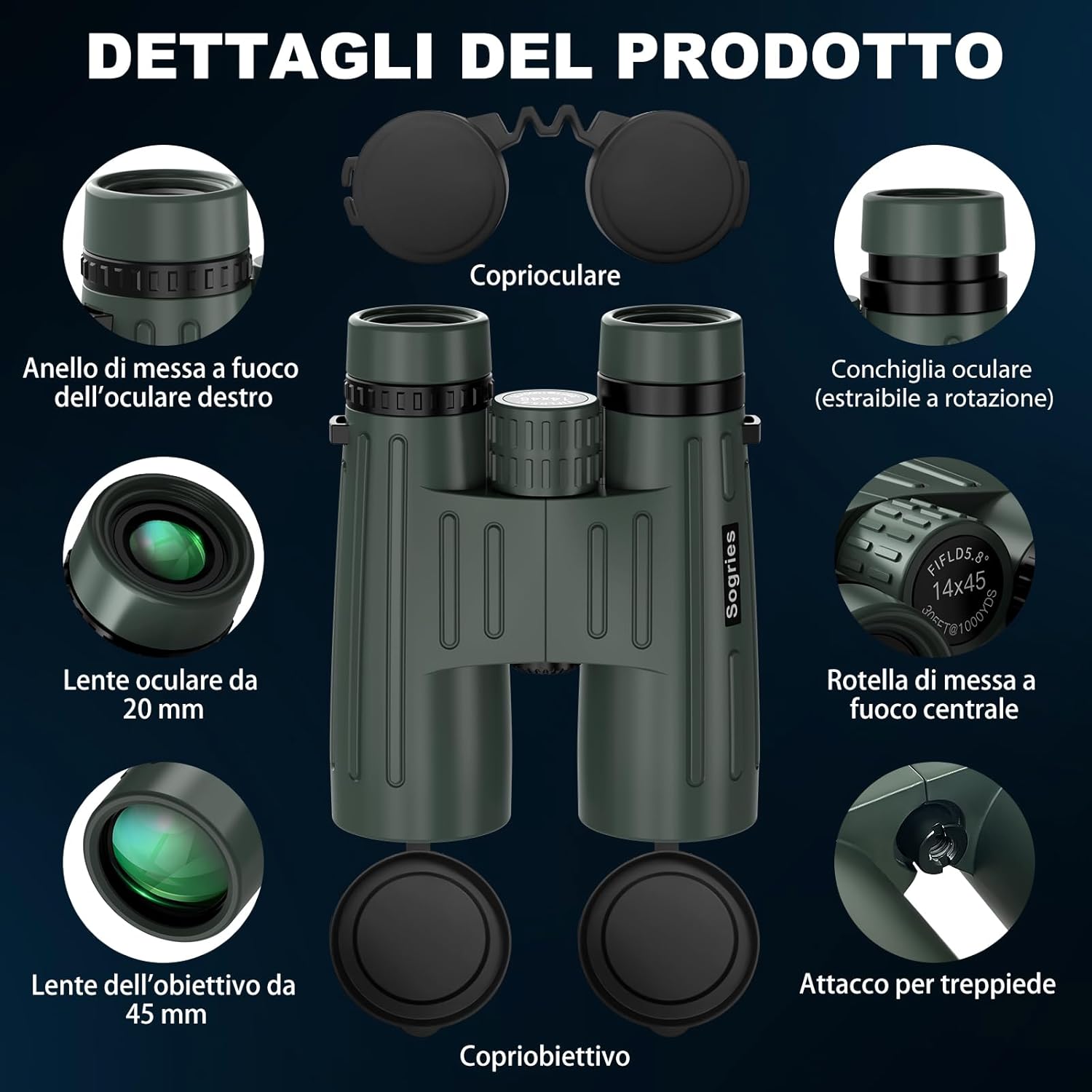 Binocolo Professionale HD 14x45 per Adulti - immagine 8