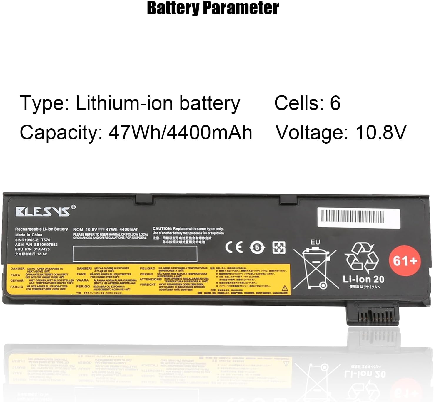 Blesys 01AV424 Batteria per Lenovo ThinkPad T470 T480 - immagine 2