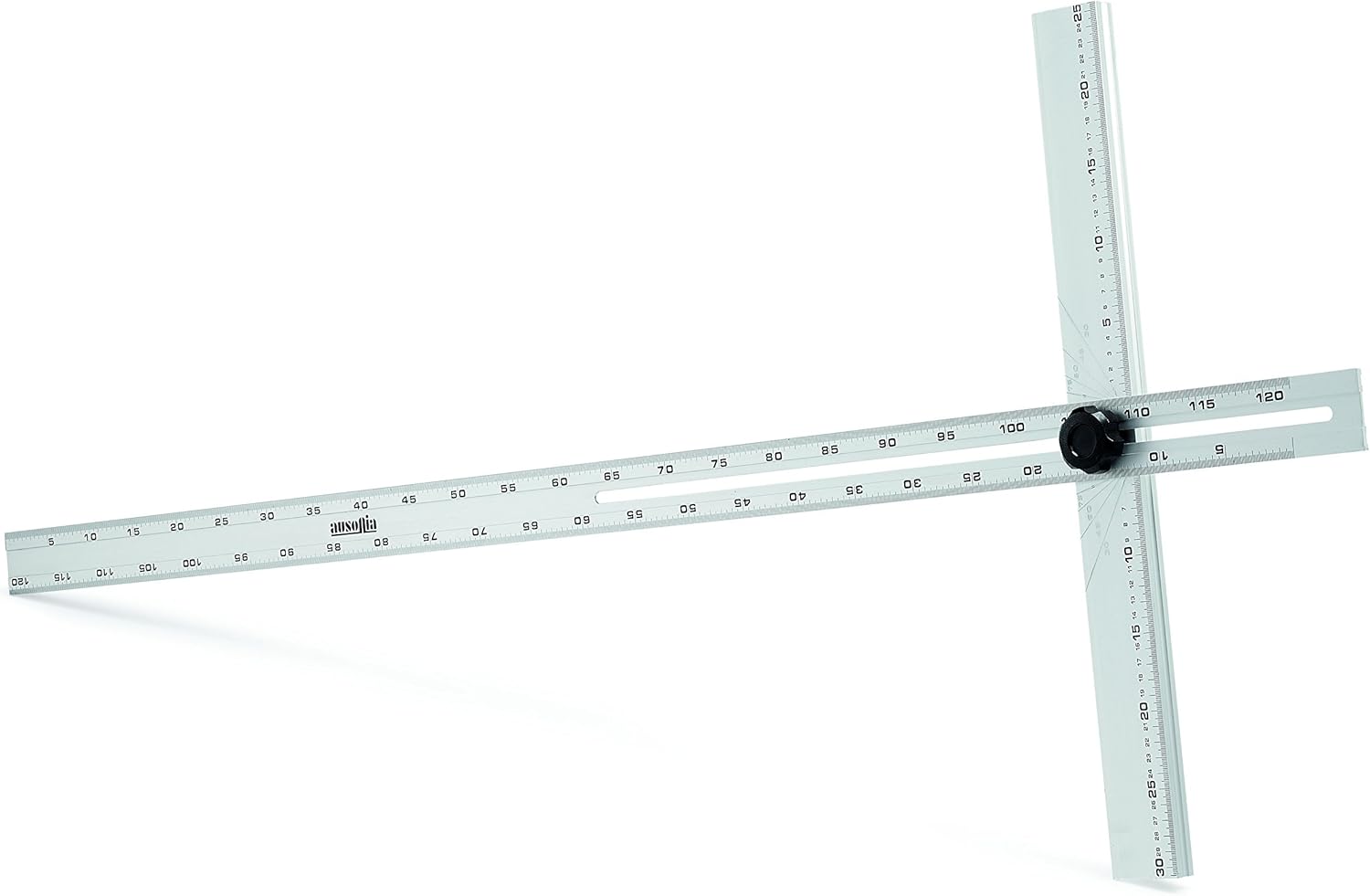 Ausonia - Squadra a T in alluminio con angolo regolabile e richiudibile Cm 120